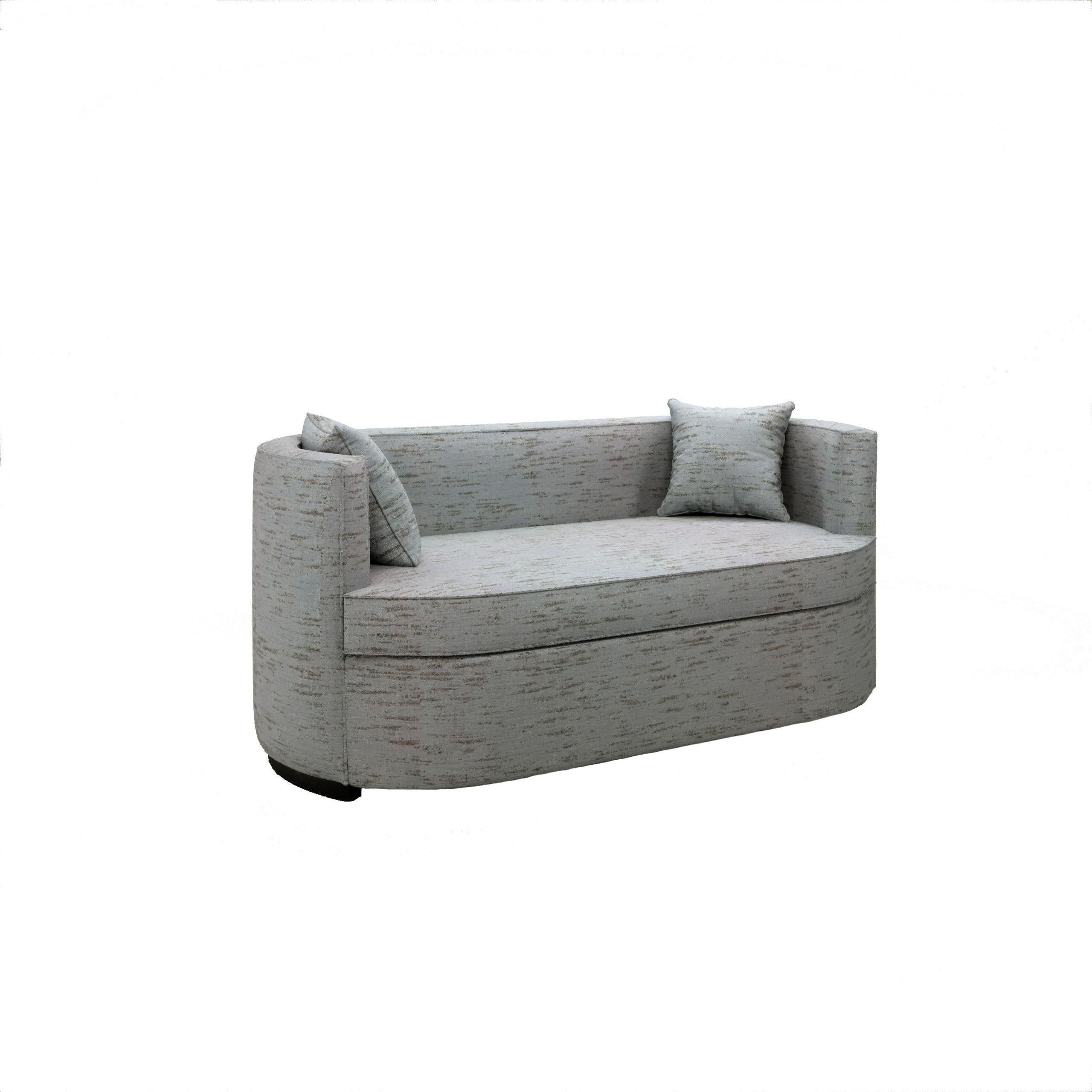 Portuguese Lima Sofa, upholstered in solid ash/beech plinth with stain finish For Sale