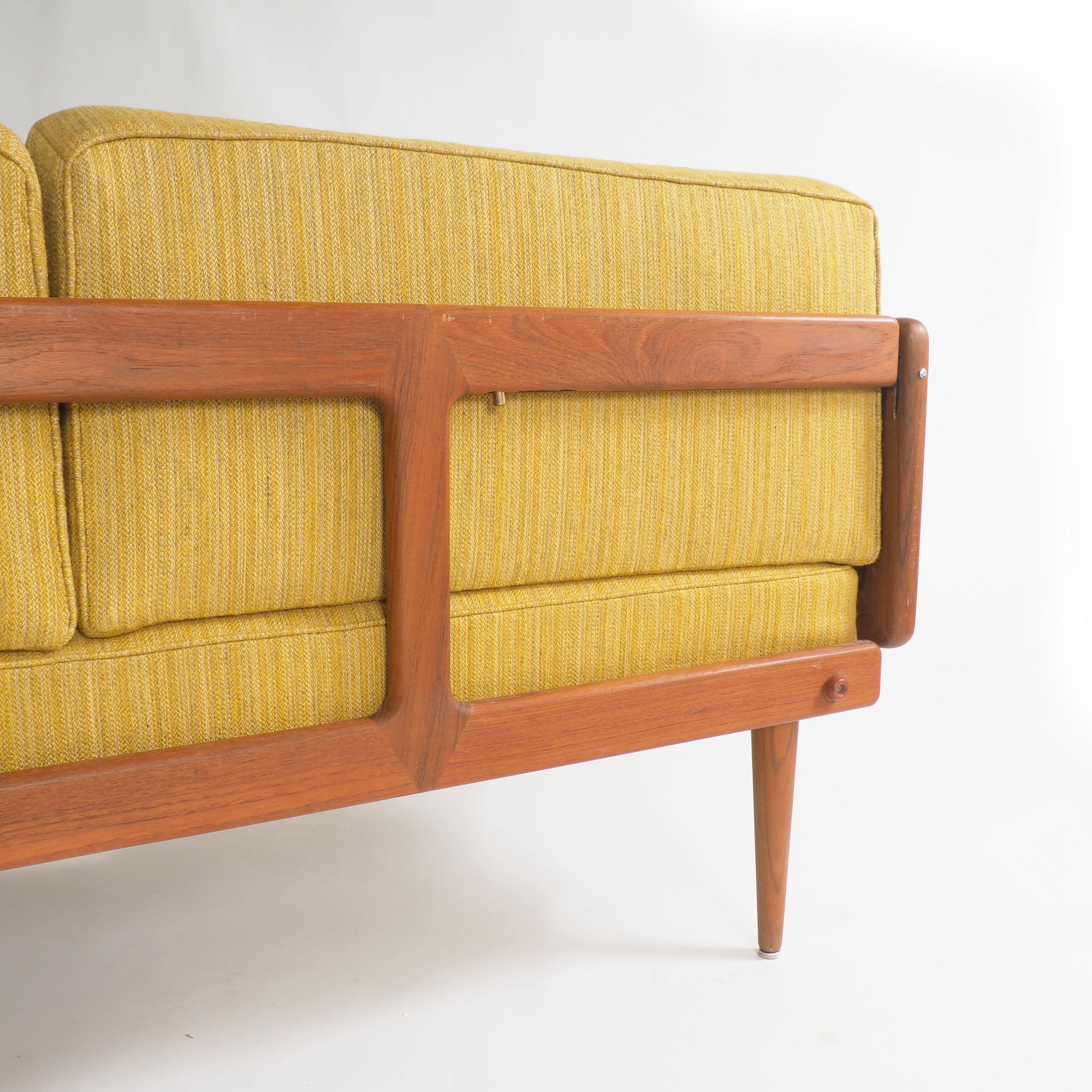 Mid-20th Century Sofa in Teak and Original Fabric by Peter Hvidt and Orla Mølgaard, Denmark