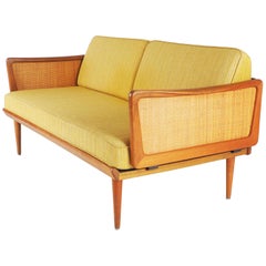 Retro Sofa in Teak and Original Fabric by Peter Hvidt and Orla Mølgaard, Denmark