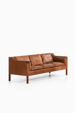 Sofa in Teak and Original Leather Model 2213 by Børge Mogensen, 1963