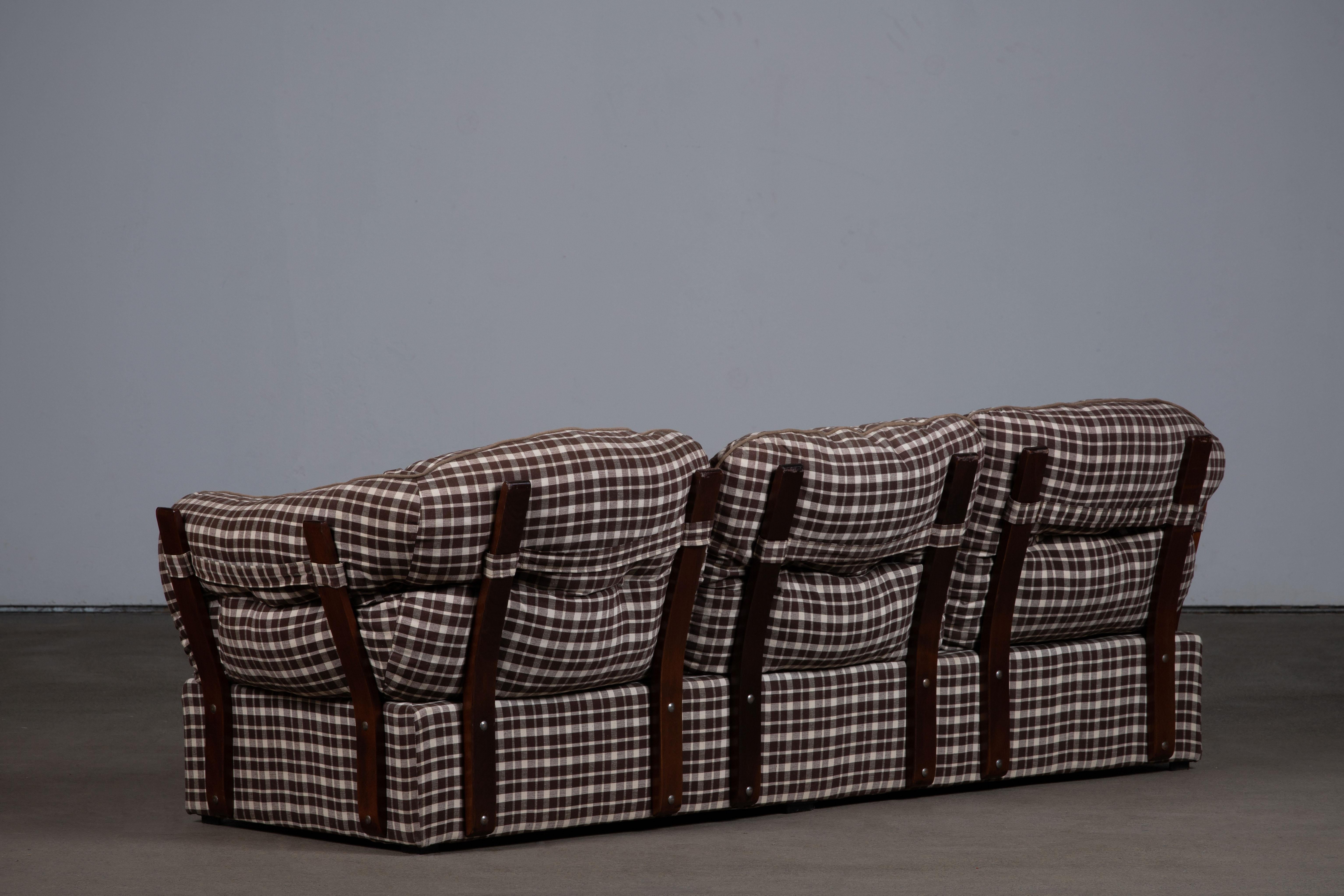Fabric Sofa in the Manner of Guillerme et Chambron, France, 1950