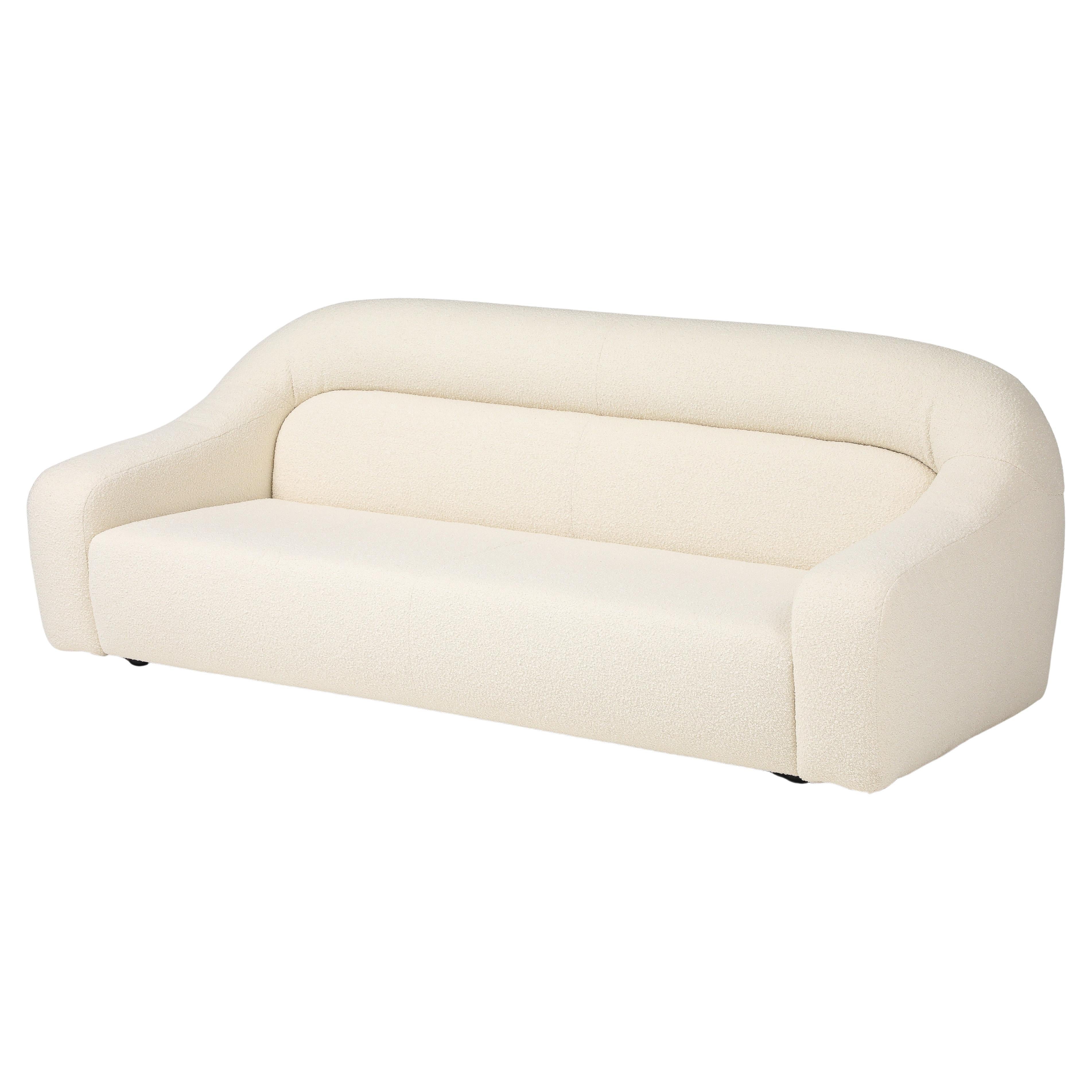 Sofa in the Style of George Bighinello for Eurosalotto in Ivory Boucle, Italy