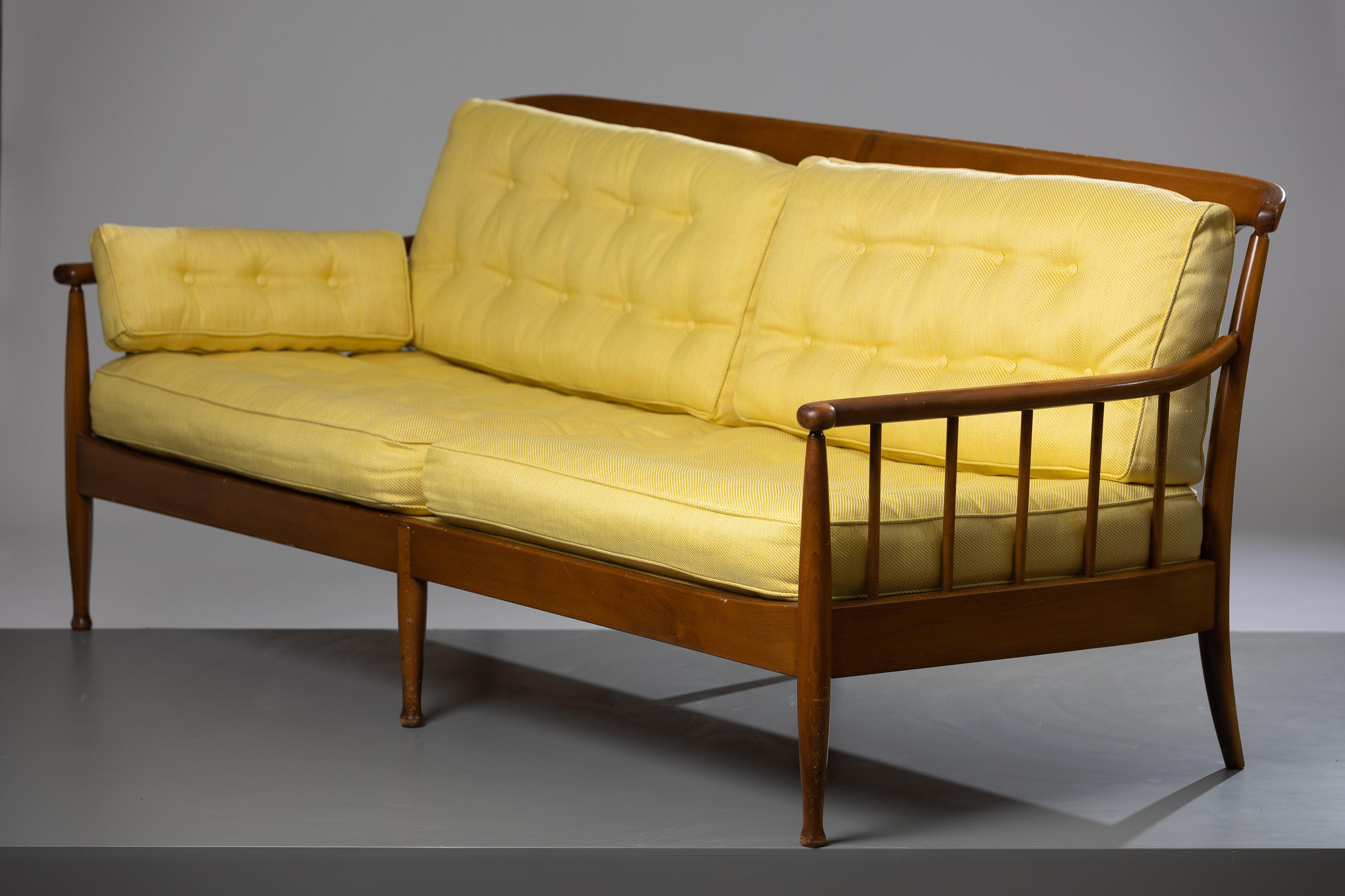 Mid-20th Century Scandinavian Modern sofa Skrindan by Kerstin Hörling Holmqvist, Material: Walnut For Sale