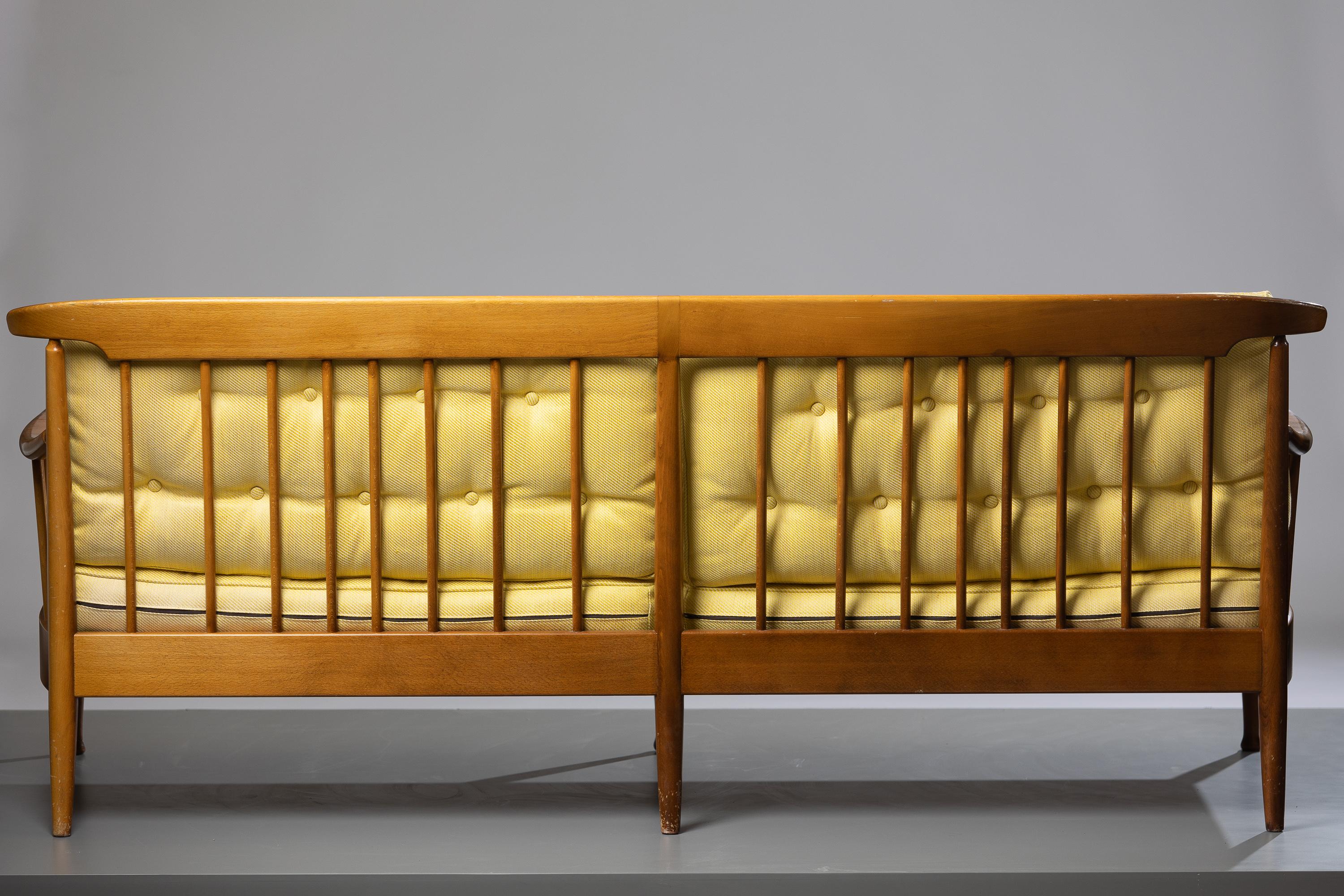 Fabric Scandinavian Modern sofa Skrindan by Kerstin Hörling Holmqvist, Material: Walnut For Sale