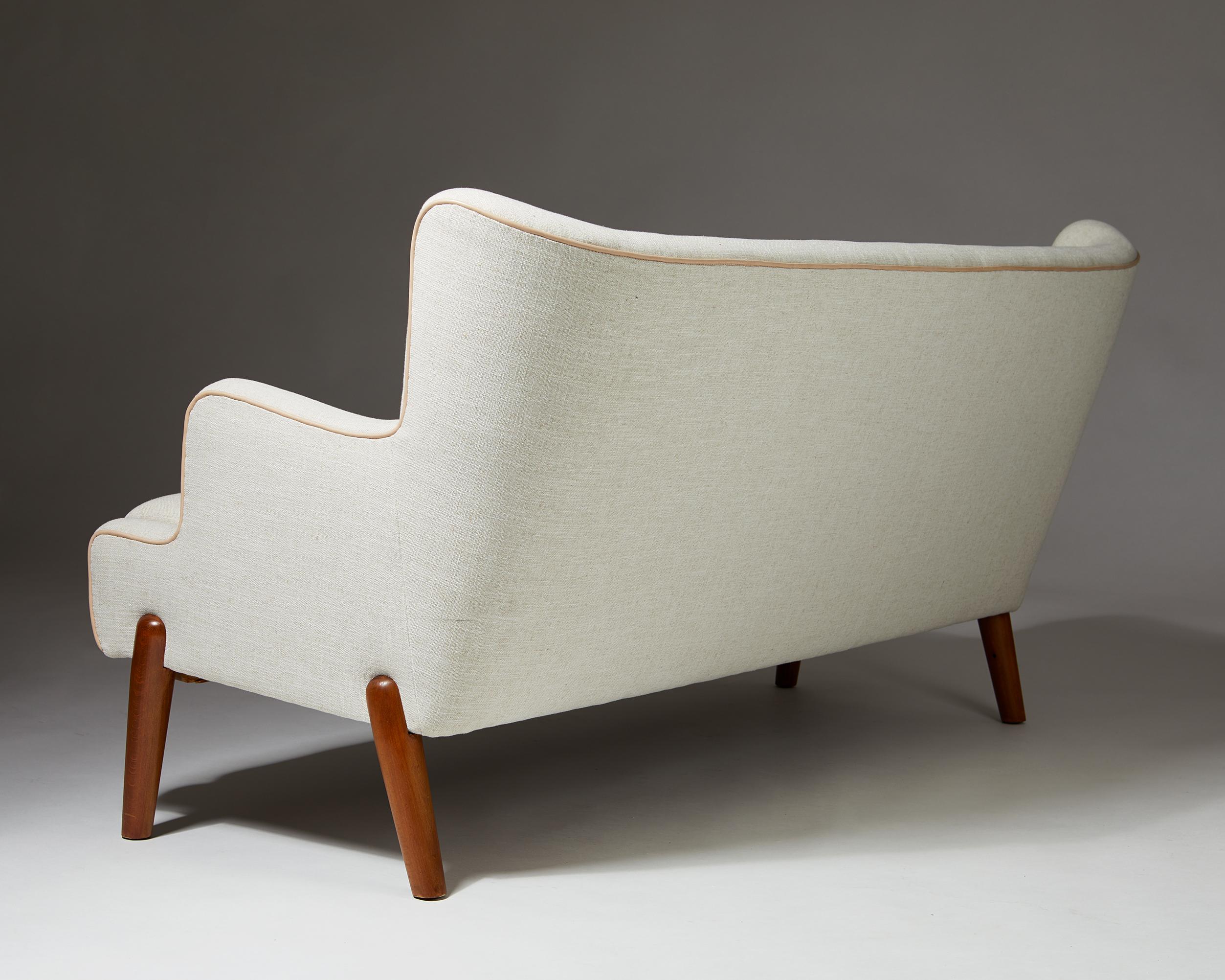 Leather Sofa “Koppel” Designed by Eva and Nils Koppel for Slagelse Møbelværk, Denmark