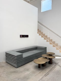 Sofa, Layered Architectural Design, Mint Mohair Velvet Upholstery, Italy