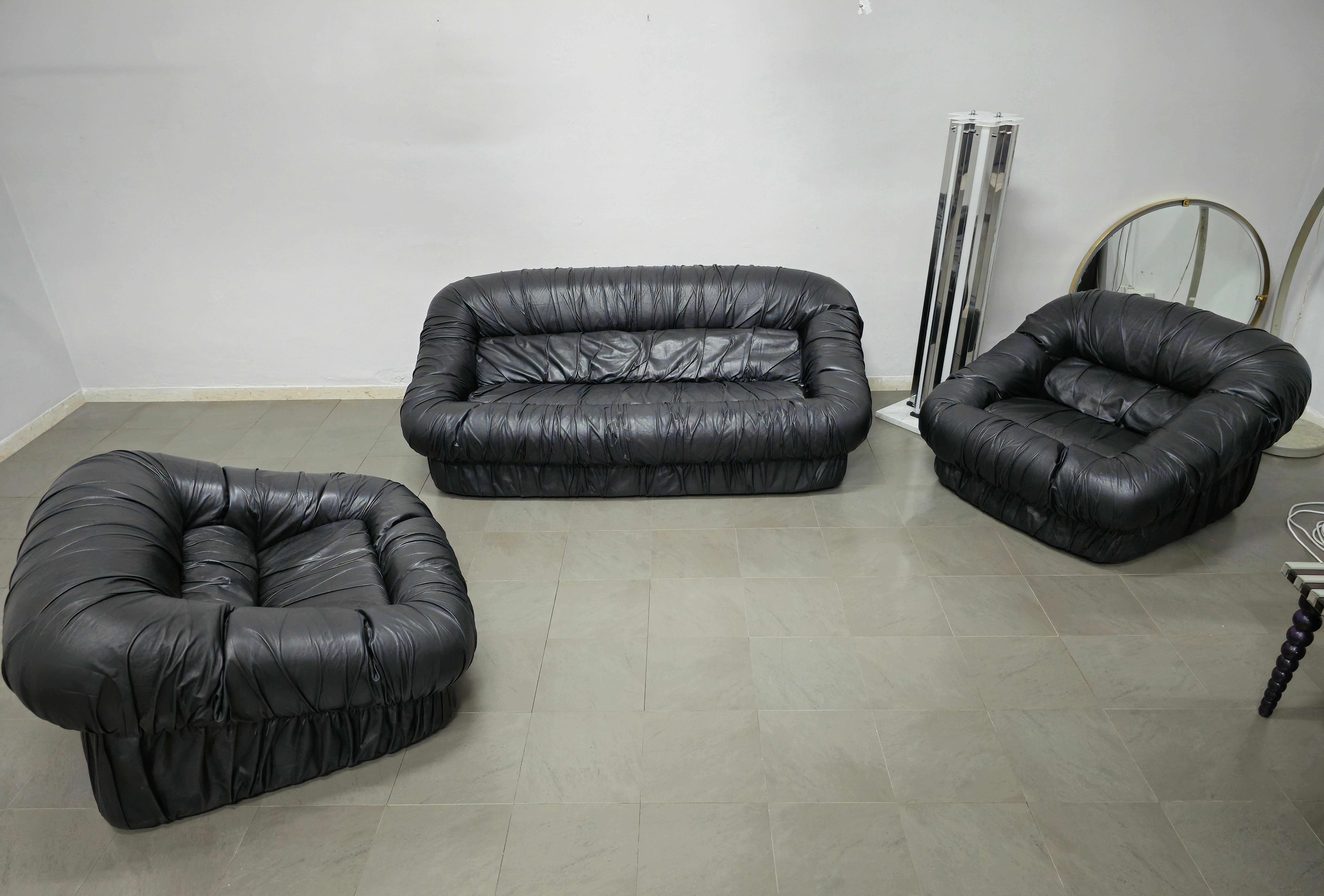 Sofa Leather De Pas  Durbino and Lomazzi for Dell'oca, Italy, 1970s Mid-century 4