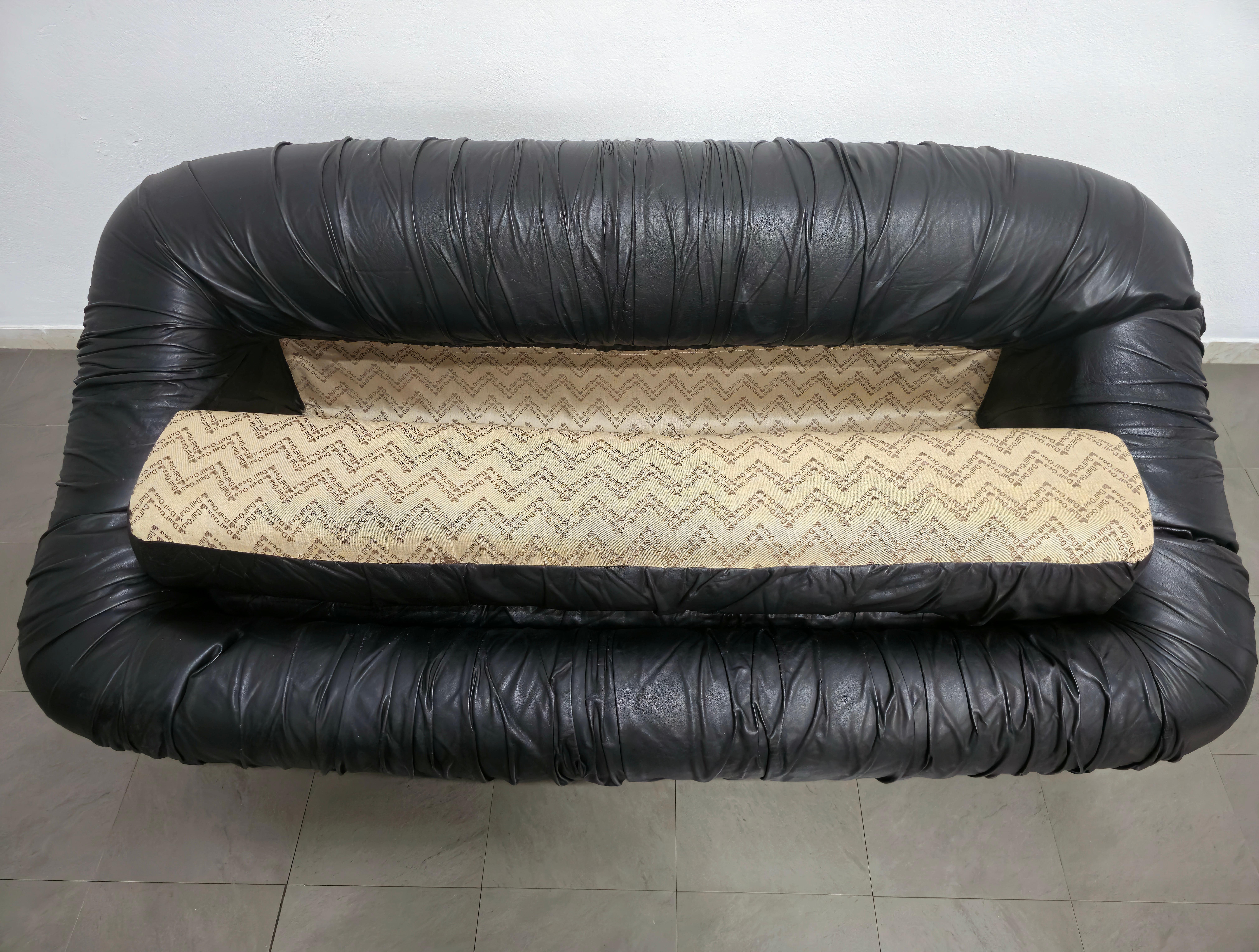 Sofa Leather De Pas  Durbino and Lomazzi for Dell'oca, Italy, 1970s Mid-century 8