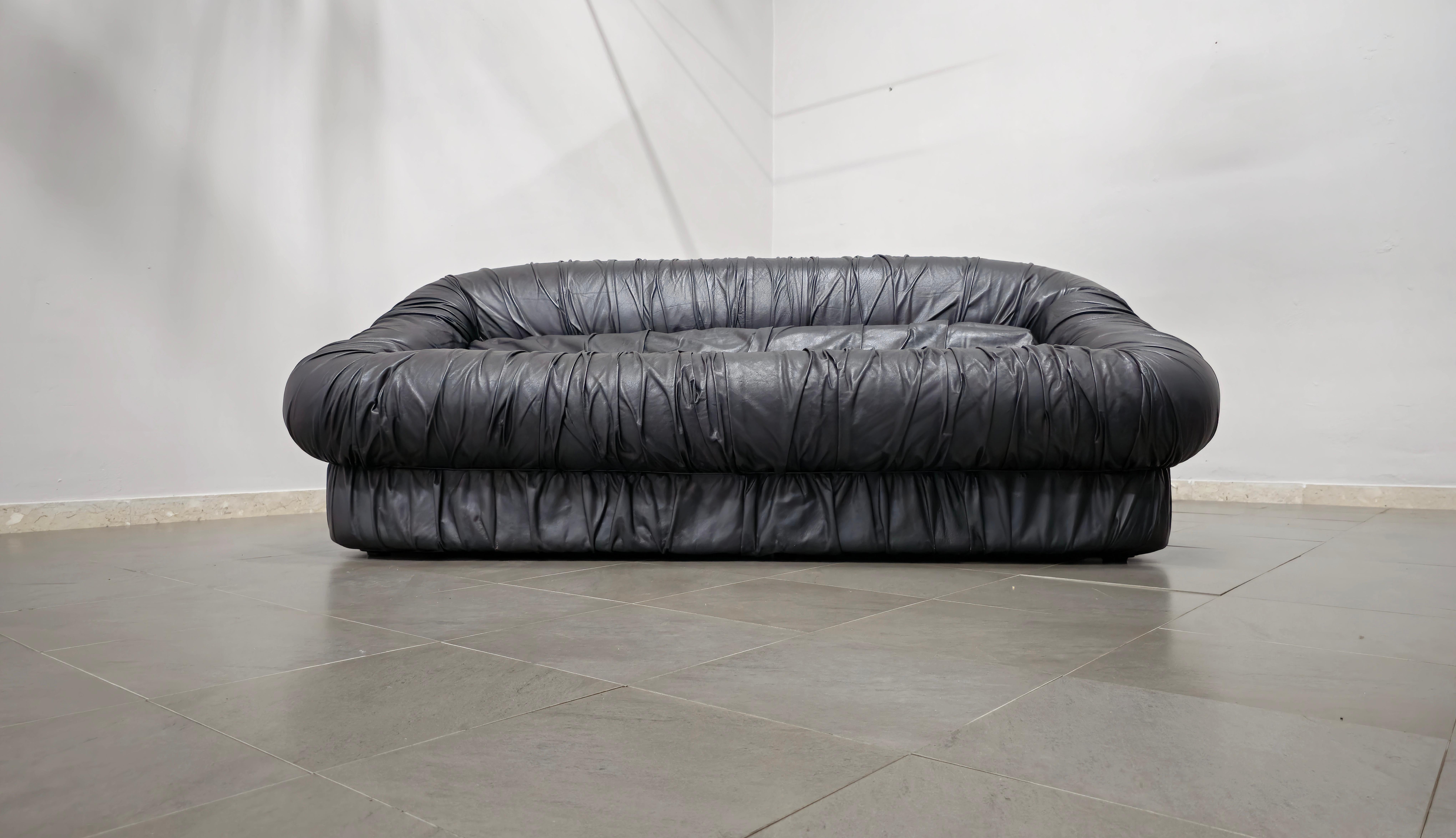 Mid-Century Modern Sofa Leather De Pas  Durbino and Lomazzi for Dell'oca, Italy, 1970s Mid-century