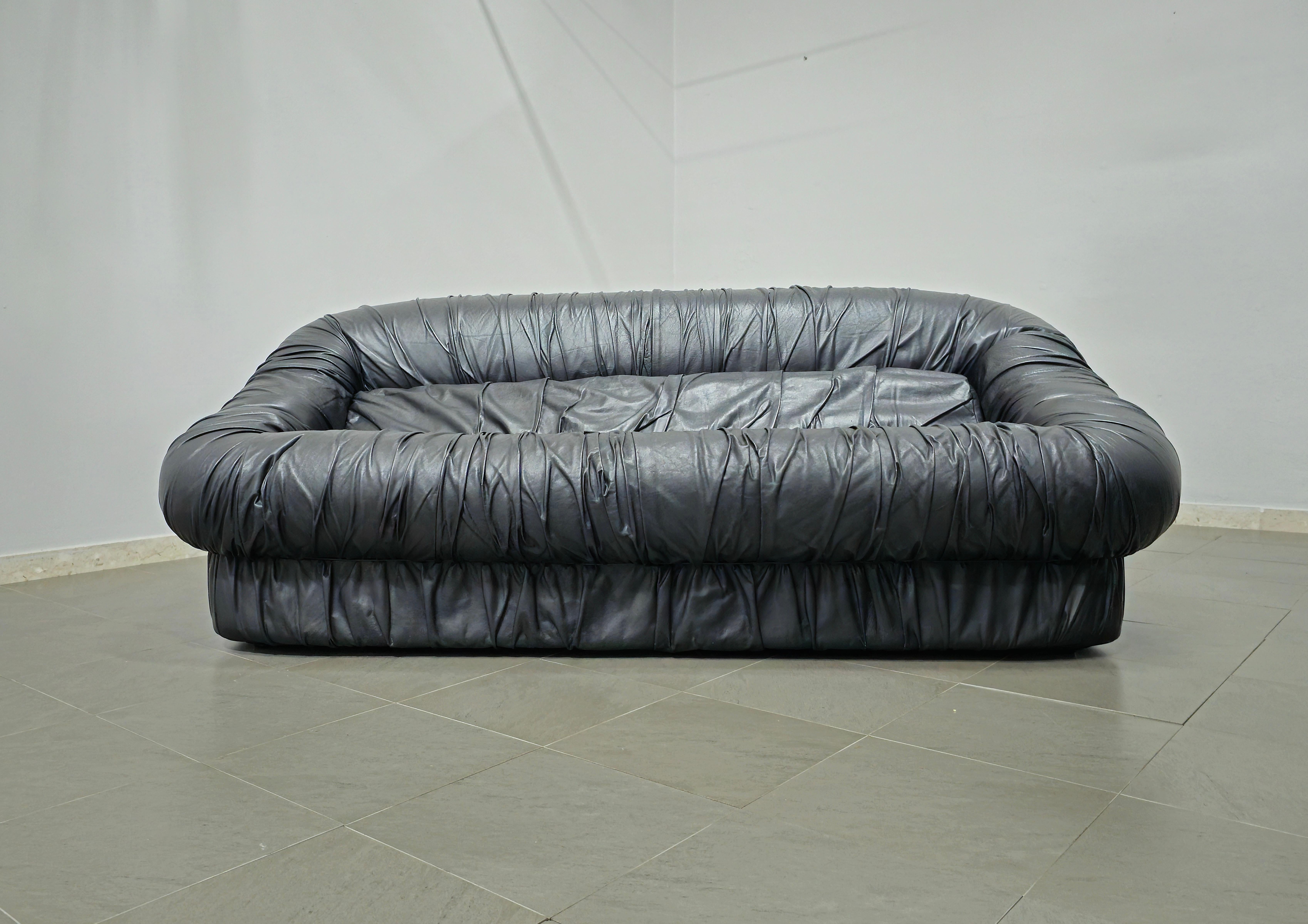 Sofa Leather De Pas  Durbino and Lomazzi for Dell'oca, Italy, 1970s Mid-century In Good Condition In Palermo, IT