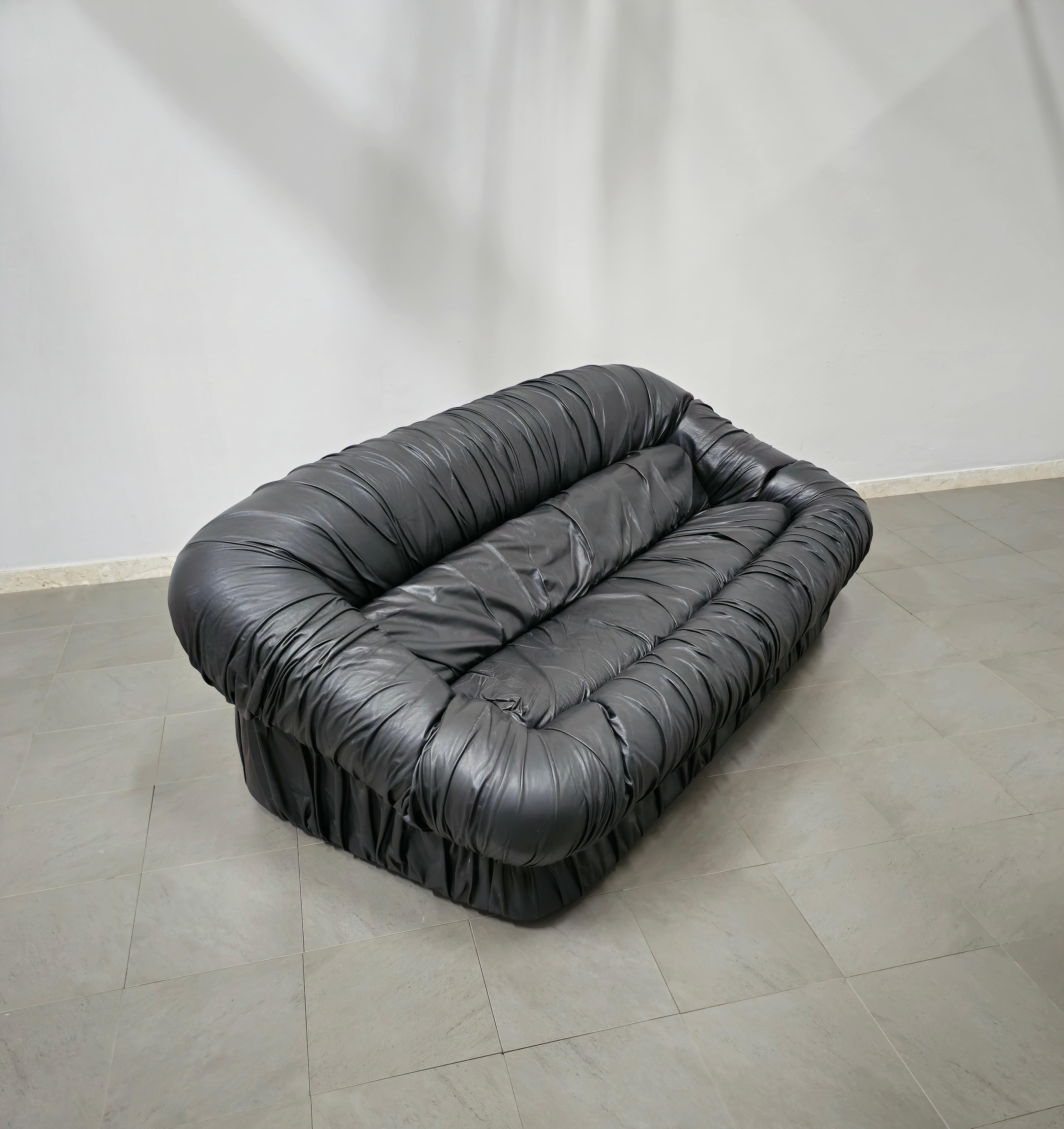 Sofa Leather De Pas  Durbino and Lomazzi for Dell'oca, Italy, 1970s Mid-century 1