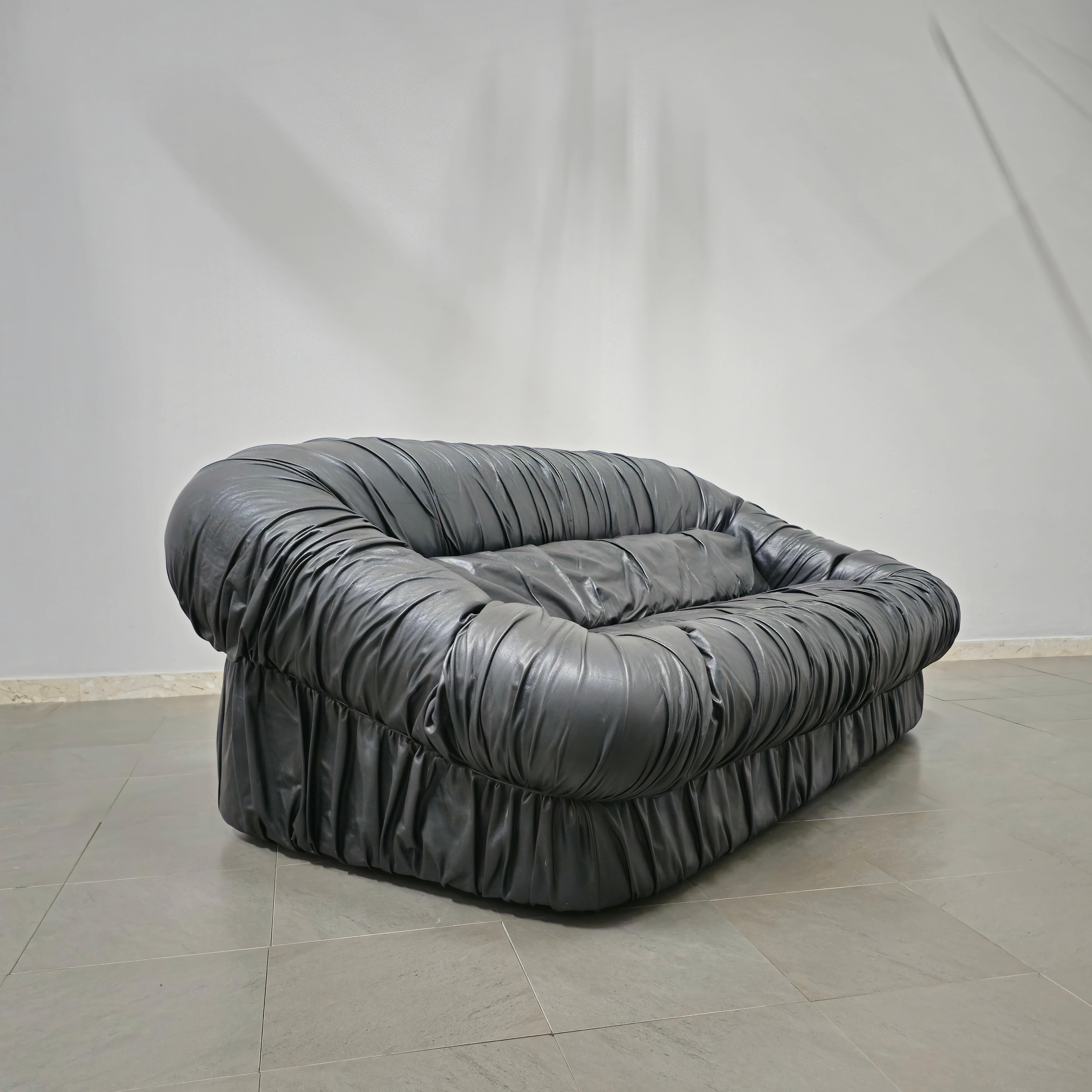 Sofa Leather De Pas  Durbino and Lomazzi for Dell'oca, Italy, 1970s Mid-century 3
