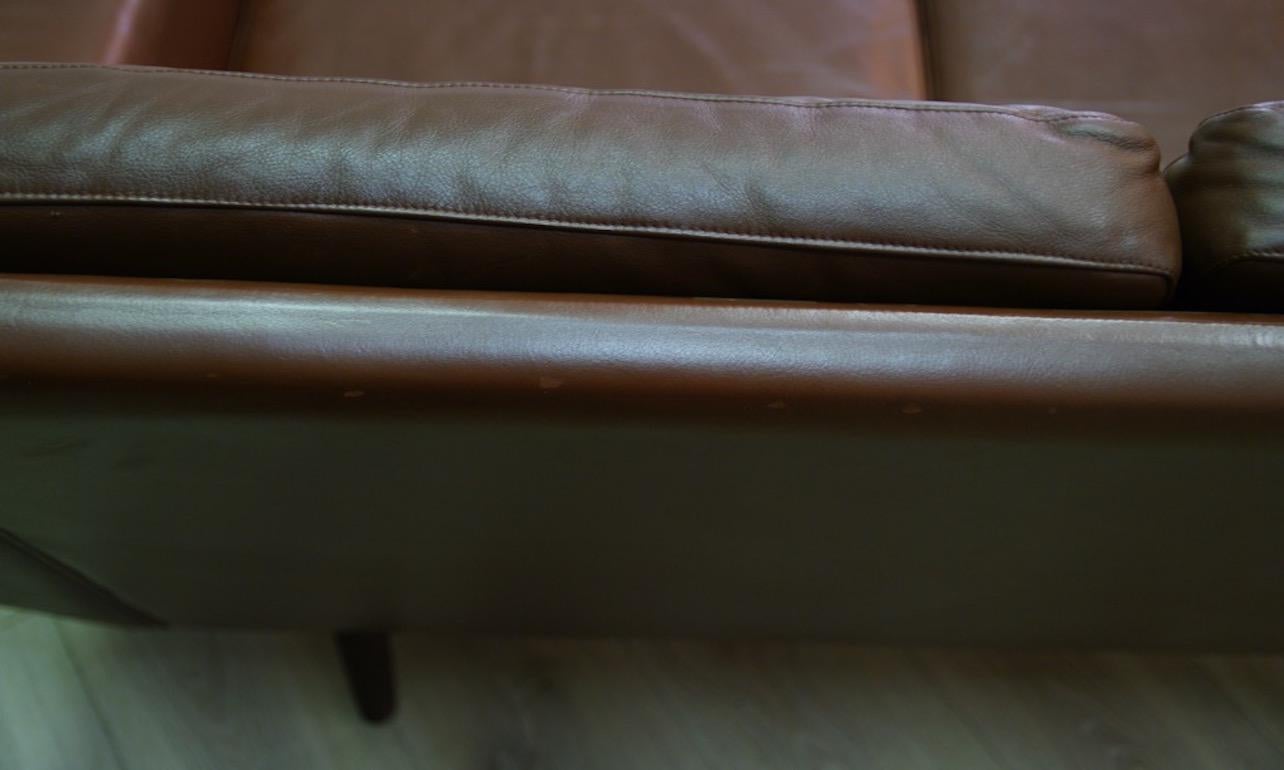Sofa Leather Vintage Danish Design Retro In Good Condition In Szczecin, Zachodniopomorskie