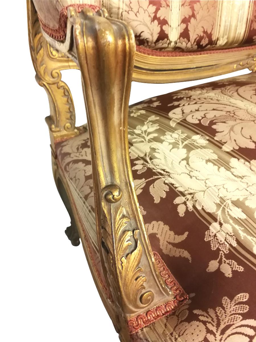 Tissu Canapé de style Louis XV du 19ème siècle  en vente