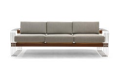 Sofa, Loveseat, and Side Table by Heinz Meier, Restored, Maharam Grey Fabric