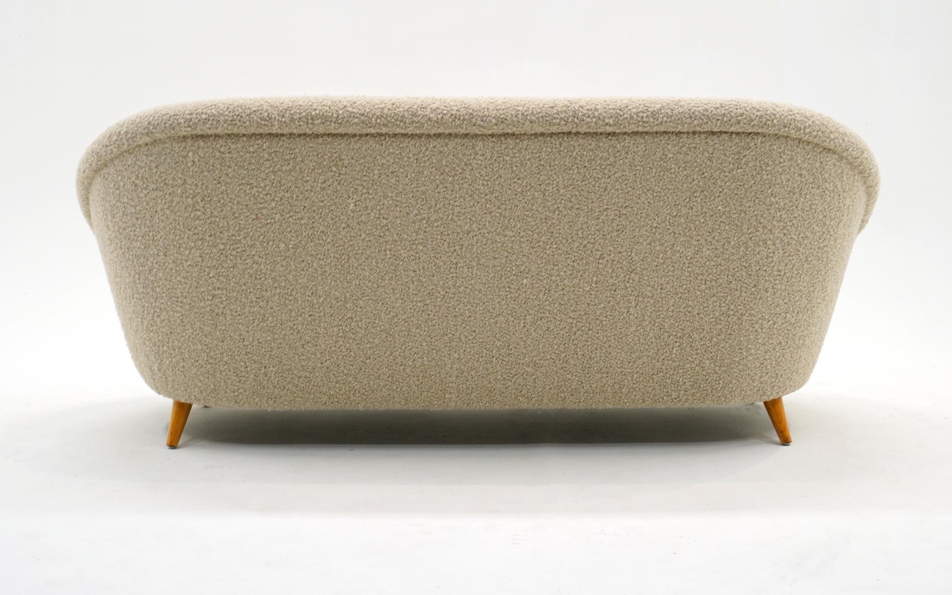 Sofa Loveseat Attributed to Kurt Ostervig. Expertly Restored in Off White Boucle For Sale 3