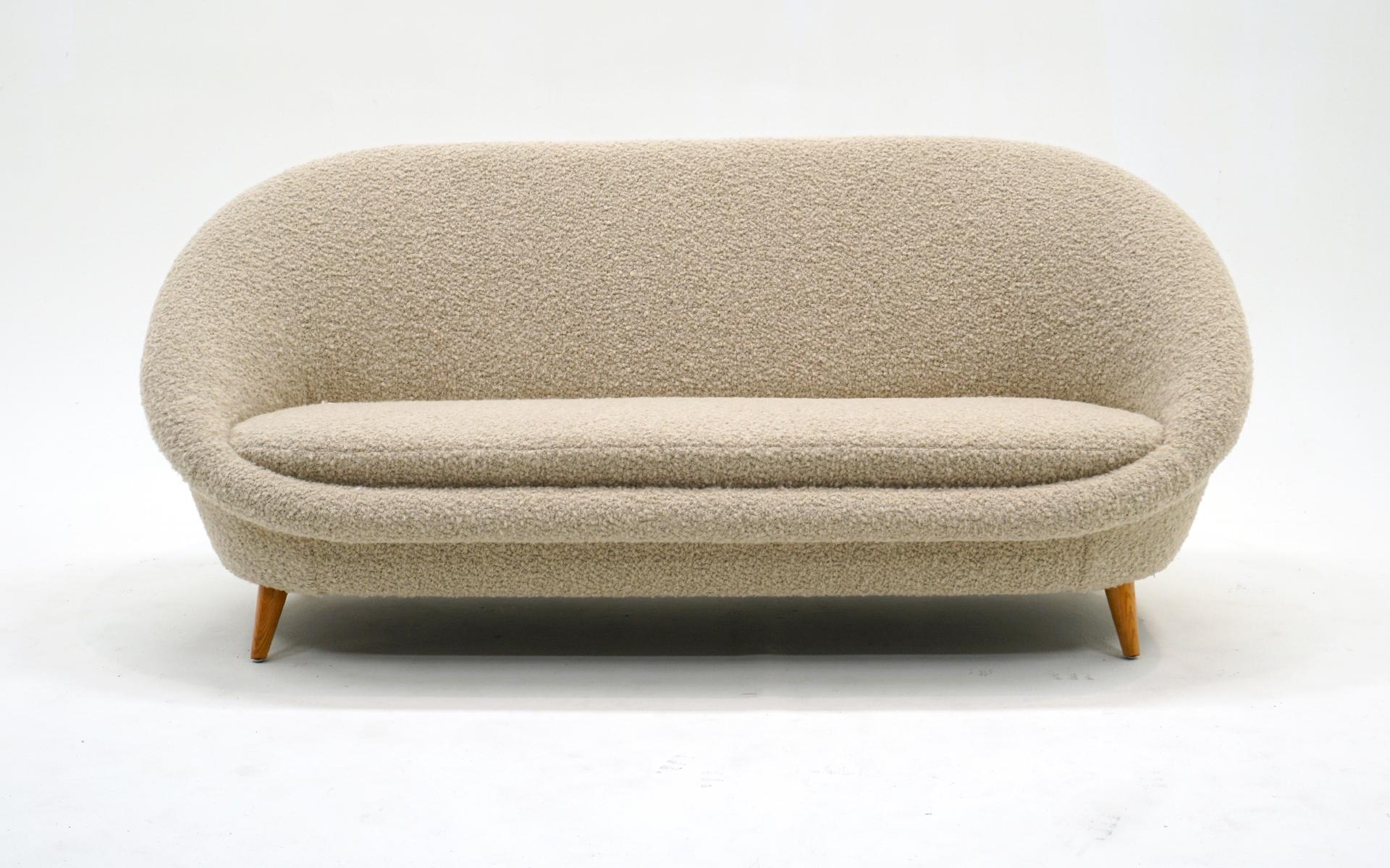 Mid-Century Modern Sofa Loveseat Attributed to Kurt Ostervig. Expertly Restored in Off White Boucle For Sale