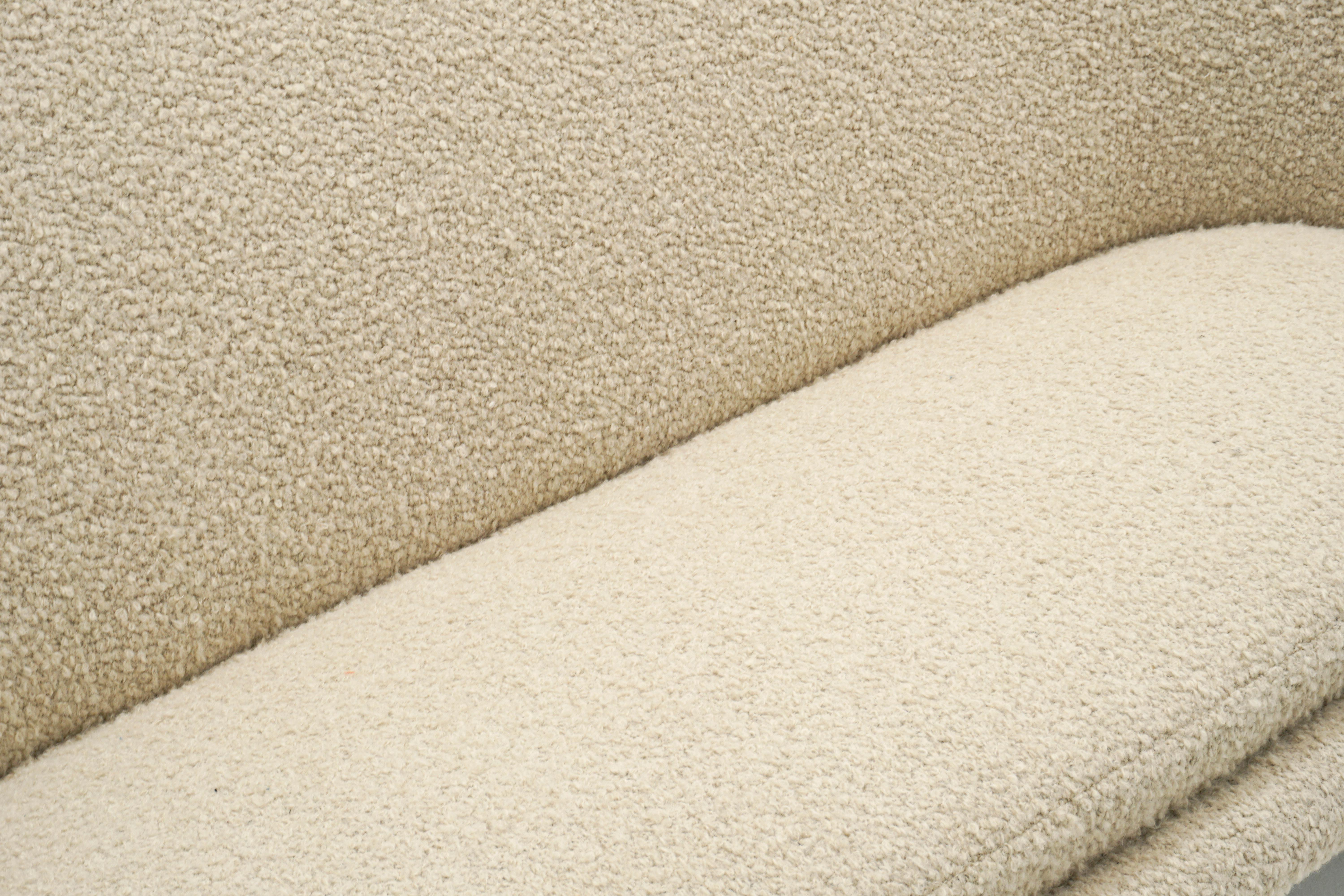 Upholstery Sofa Loveseat Attributed to Kurt Ostervig. Expertly Restored in Off White Boucle For Sale
