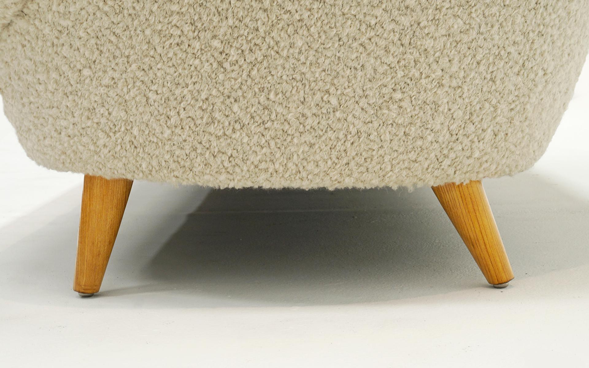 Sofa Loveseat Attributed to Kurt Ostervig. Expertly Restored in Off White Boucle For Sale 1