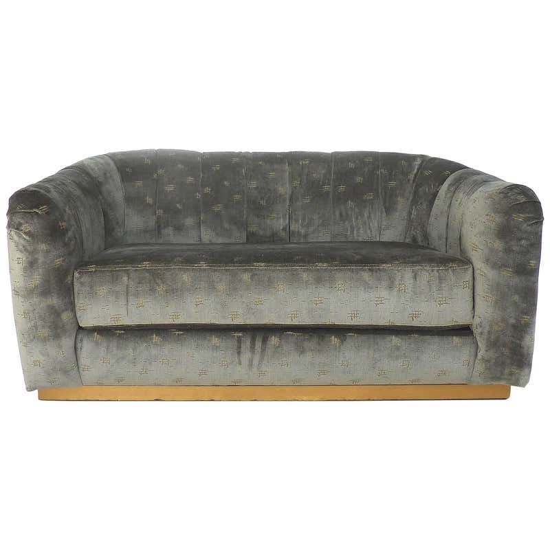 Art Deco Shell Back Sofa, Newly Upholstered at 1stDibs