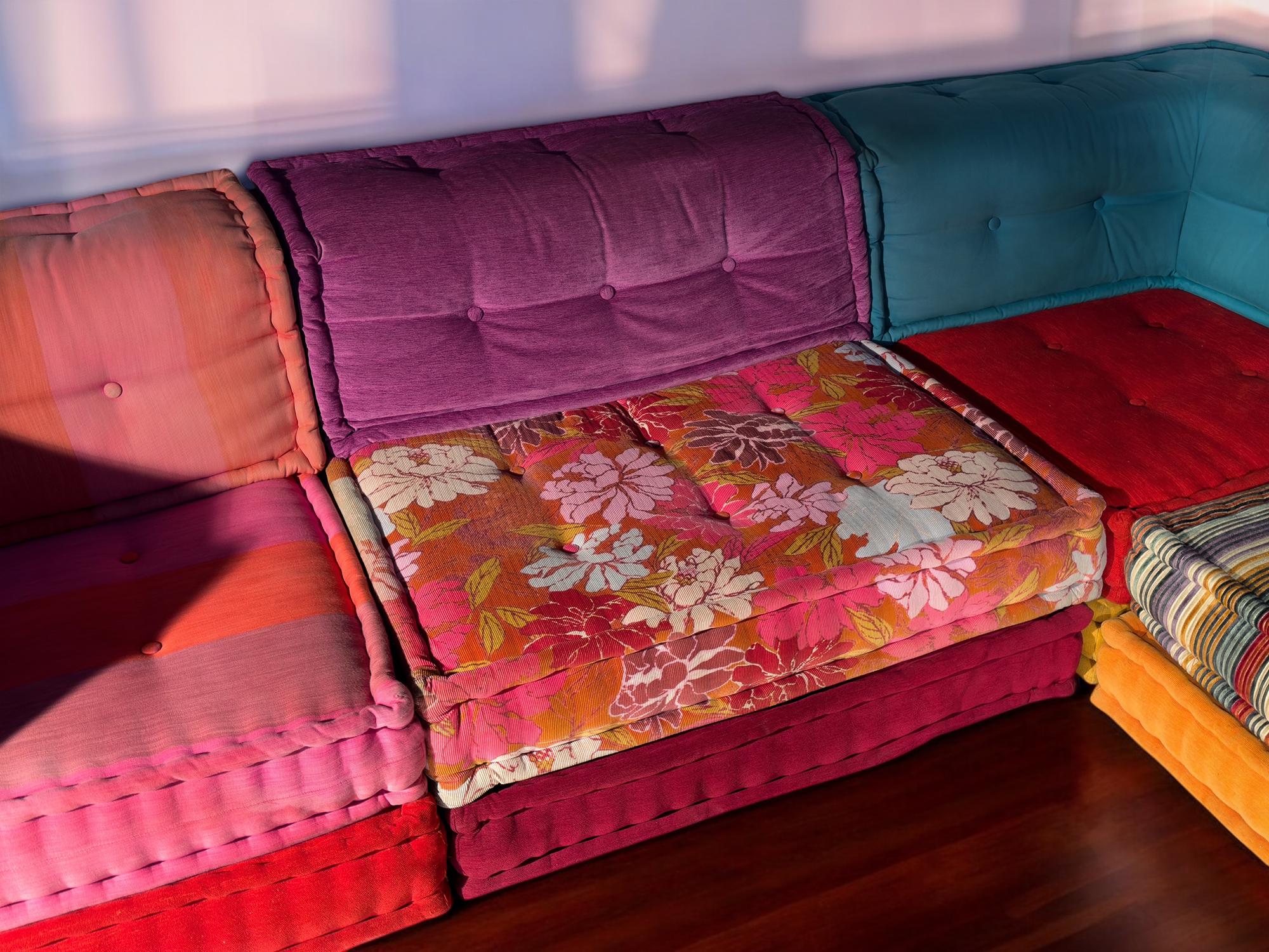 Textile Sofa Mah Jong by Kenzo & Missoni for Roche Bobois, set of 15 pieces, 2000s