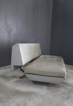 Sofa Midcentury by Marco Zanuso for Arflex in Brass and Leather, 1950