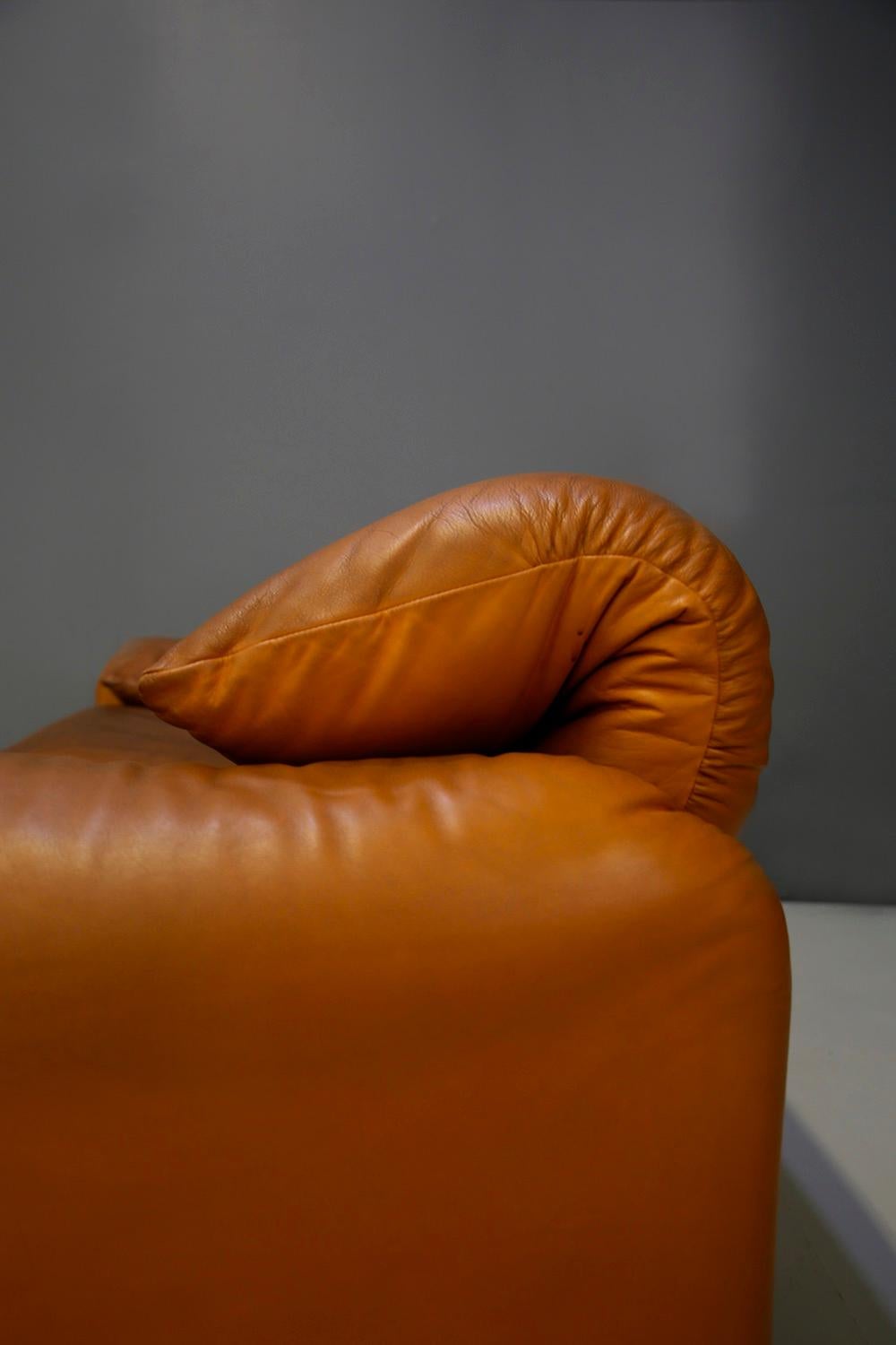 Leather Sofa Midcentury Maralunga by Vico Magistretti for Cassina, 1970s