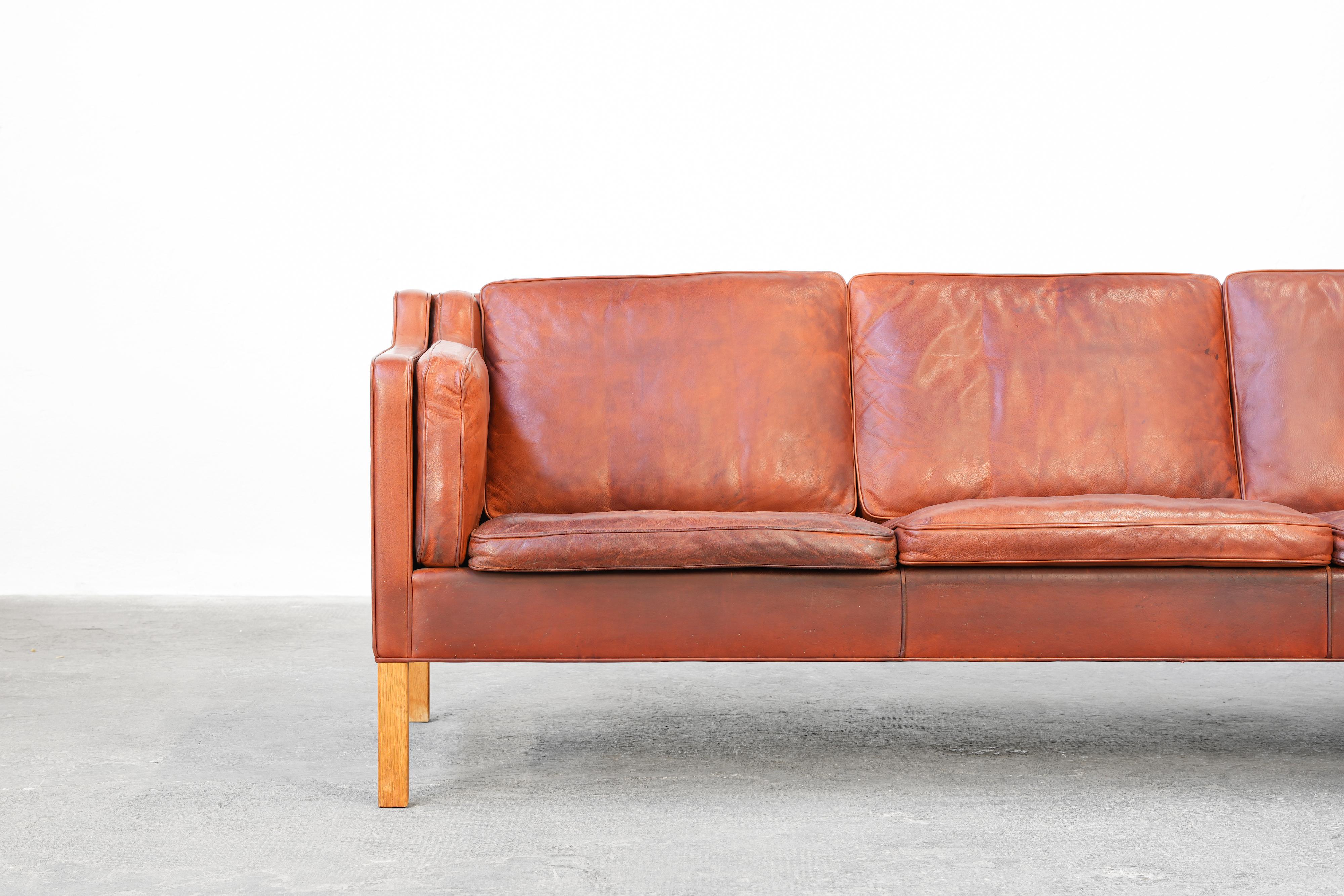 Sofa Mod. 2213 by Børge Mogensen for Fredericia in Leather, Denmark 1