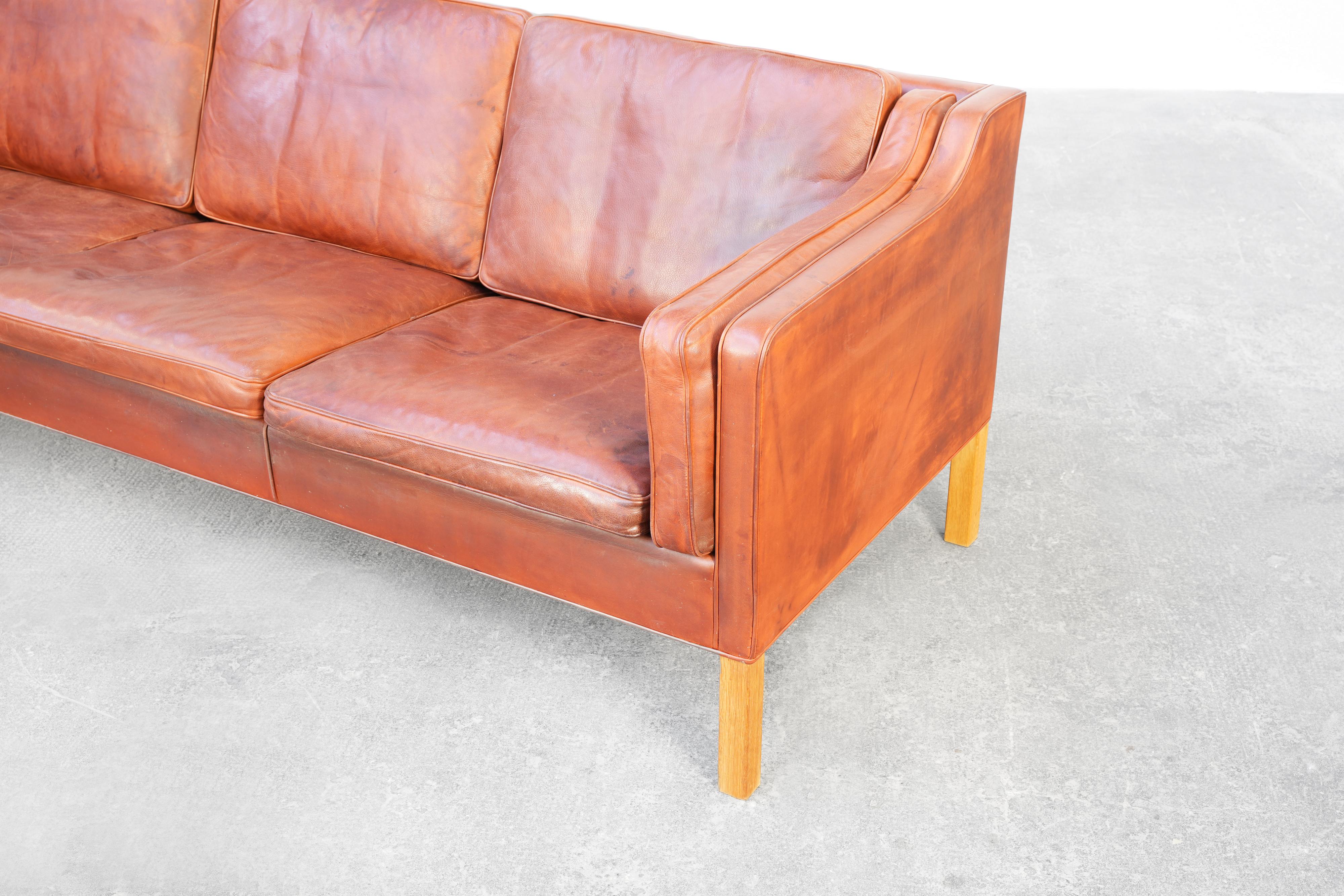 Sofa Mod. 2213 by Børge Mogensen for Fredericia in Leather, Denmark 2