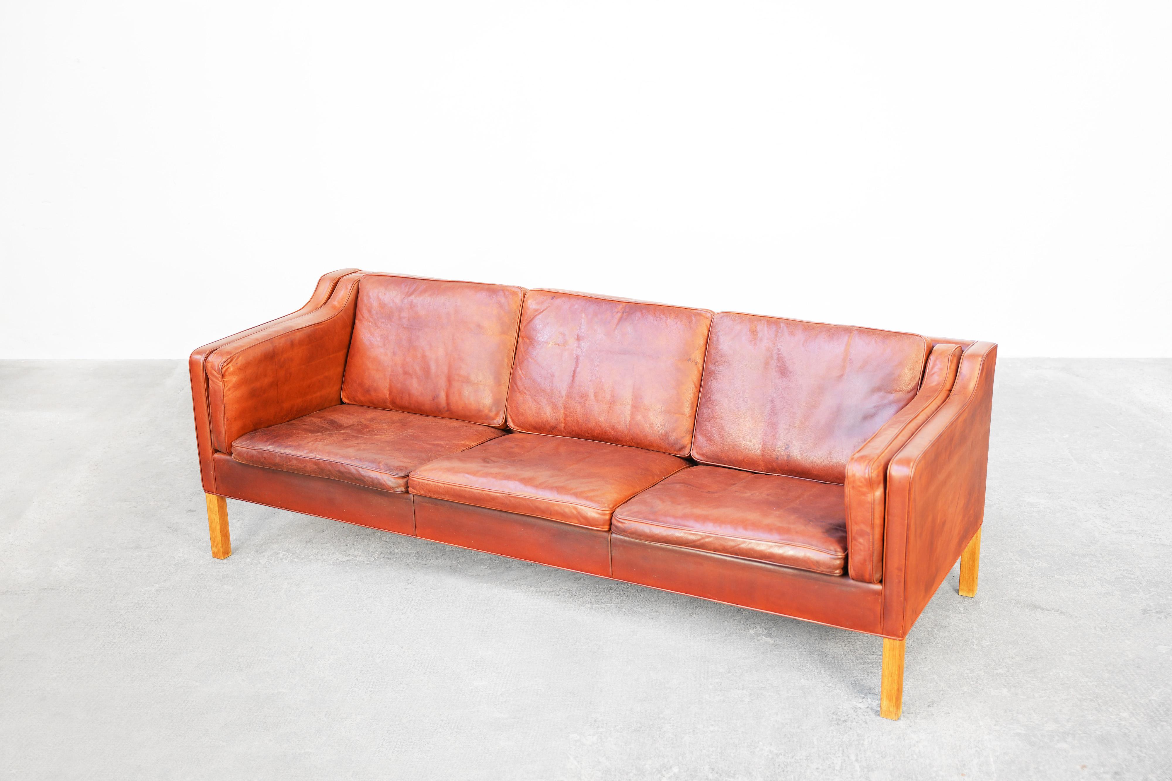 Sofa Mod. 2213 by Børge Mogensen for Fredericia in Leather, Denmark 4
