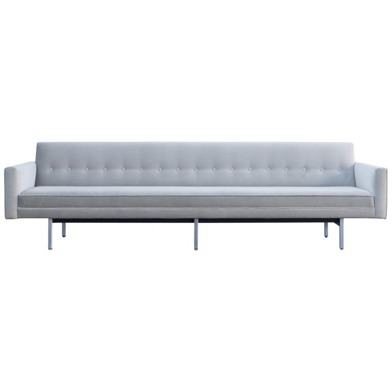 Sofa "Model 0693" in Dove Gray Velvet by Nelson for Herman