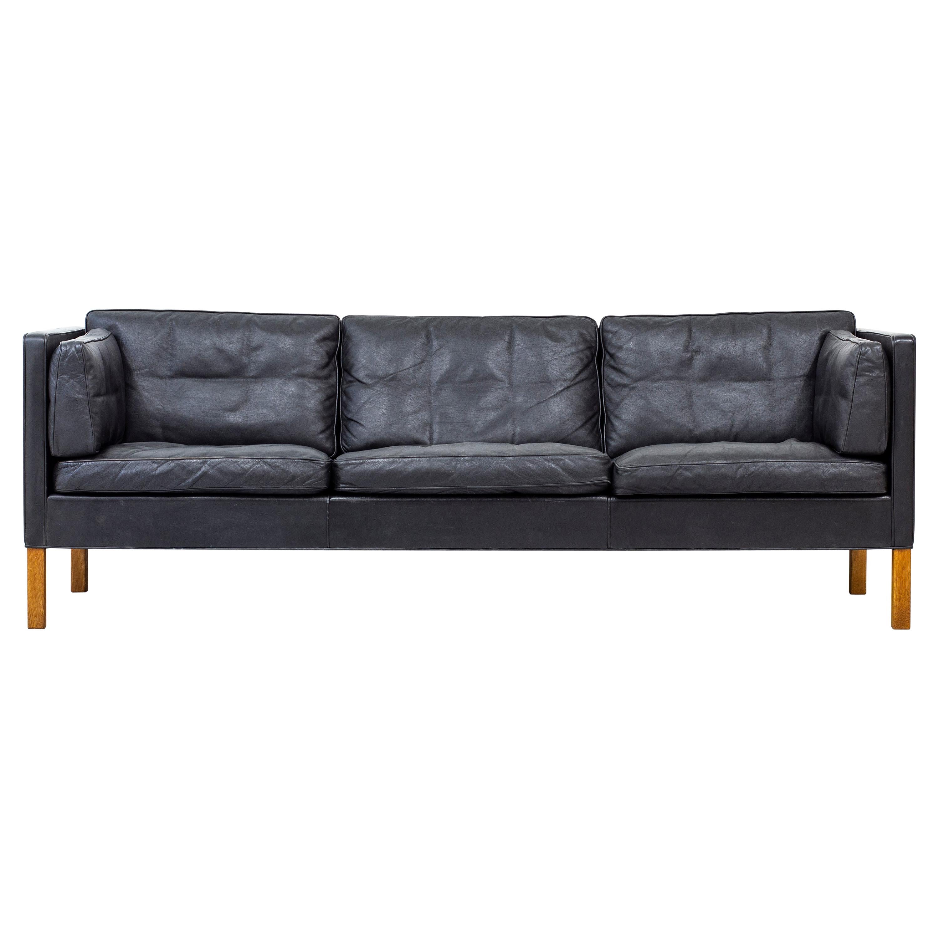 Sofa Model 2443 in Leather by Børge Mogensen, Fredericia, Denmark