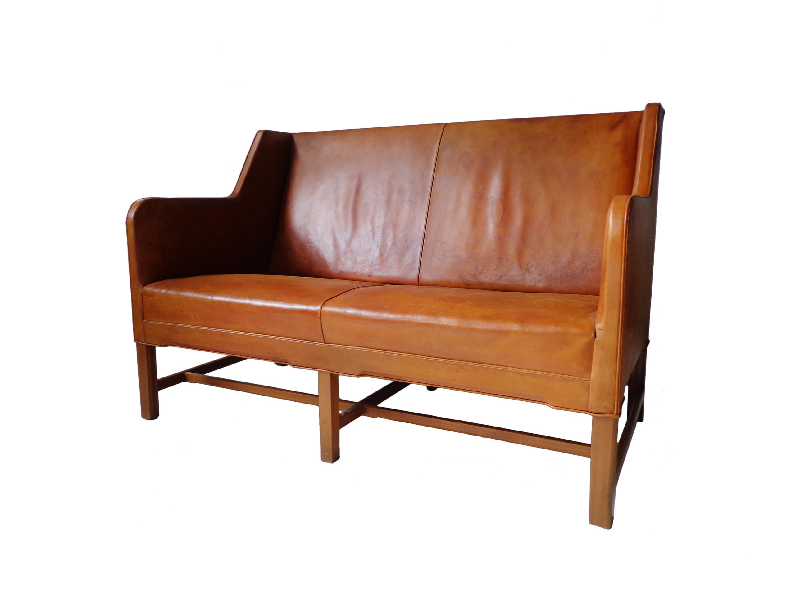 Scandinavian Modern Sofa Model 5011 in Original Cognac Leather by Kaare Klint for Rud Rasmussen For Sale