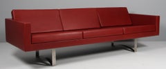 Sofa Model No. 57 aus schwarzem Leder und Stahl von Bodil Kjær