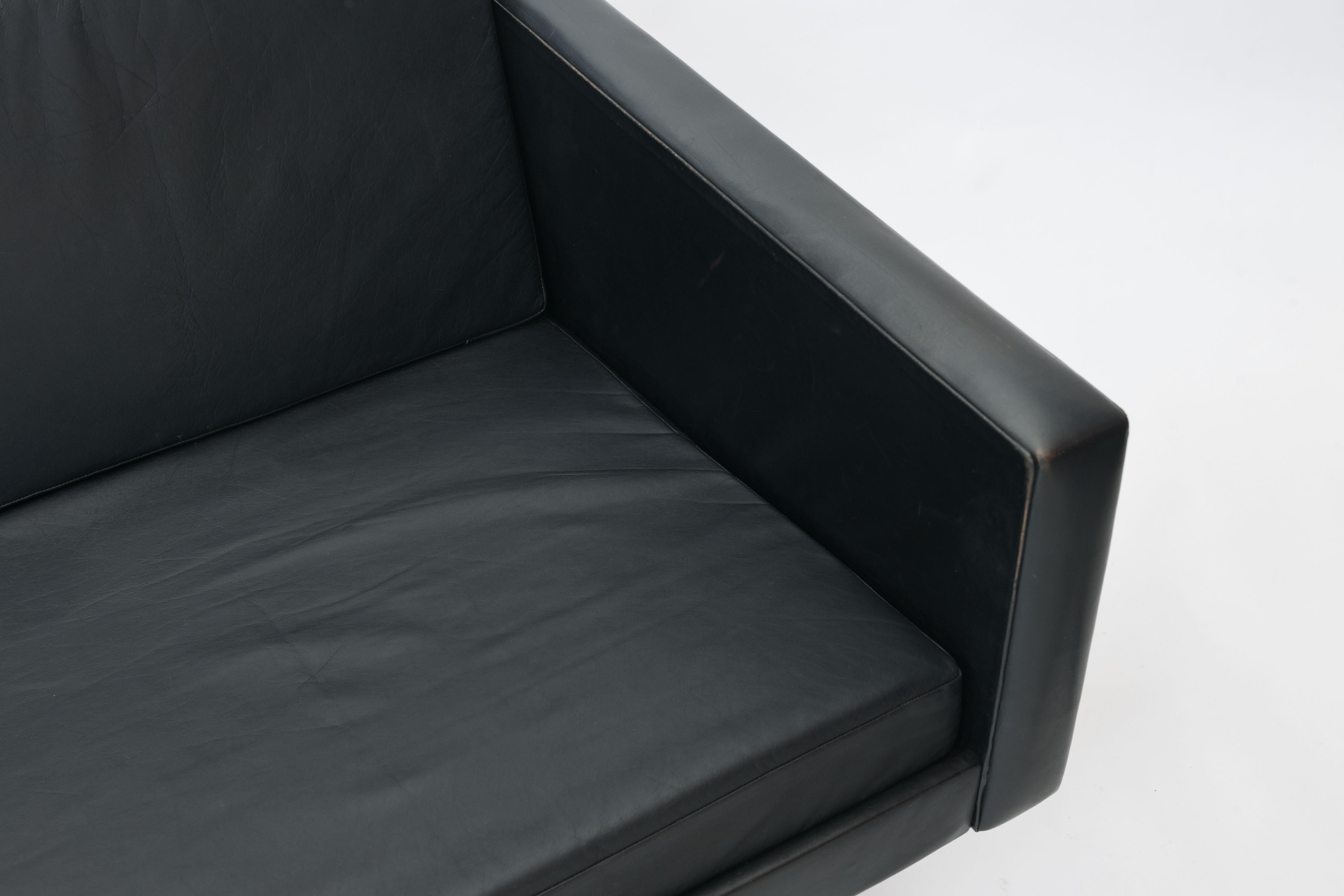 Sofa Model 57 in Black Leather and Steel by Bodil Kjær 3