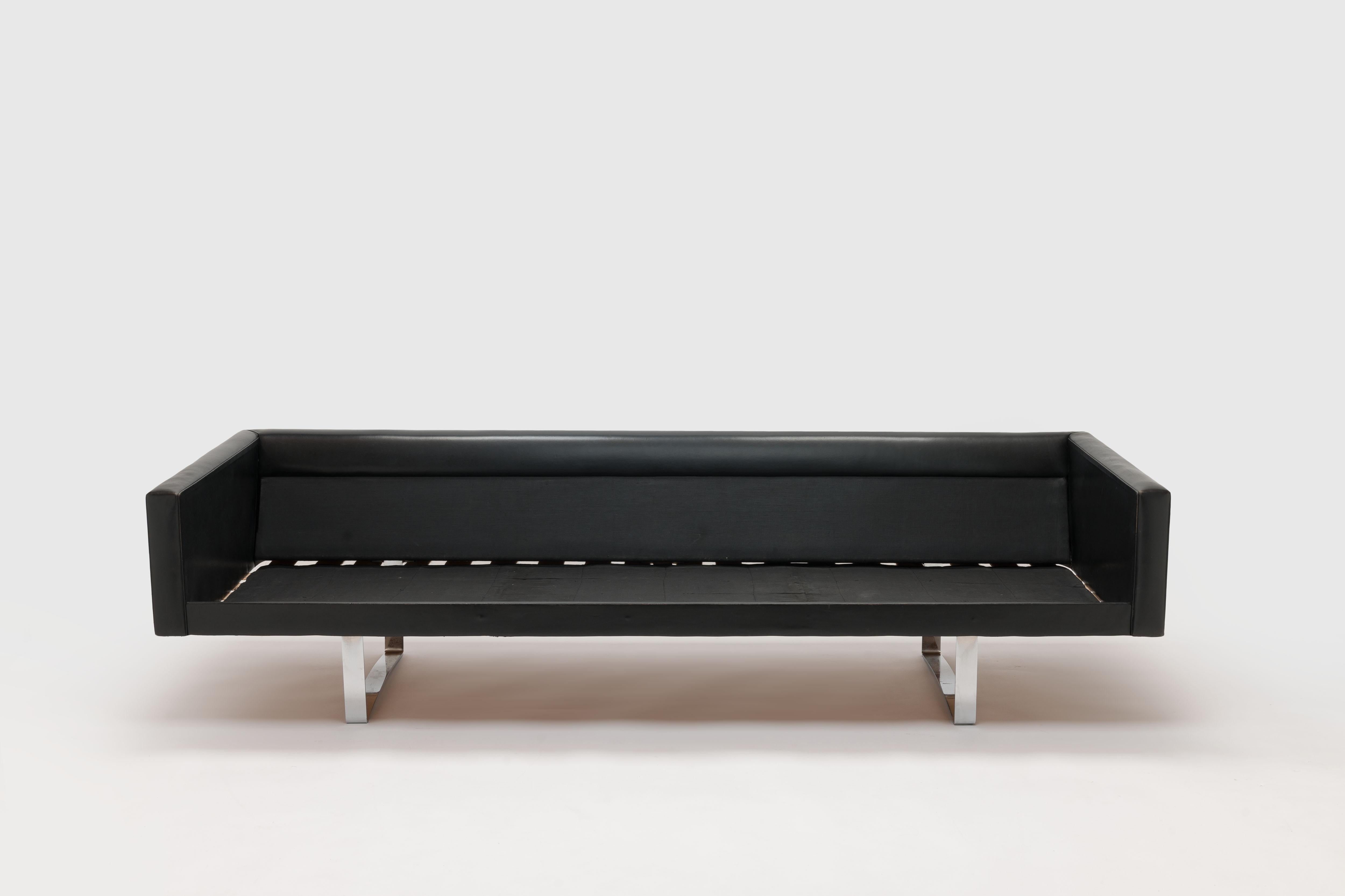 Sofa Model 57 in Black Leather and Steel by Bodil Kjær 2