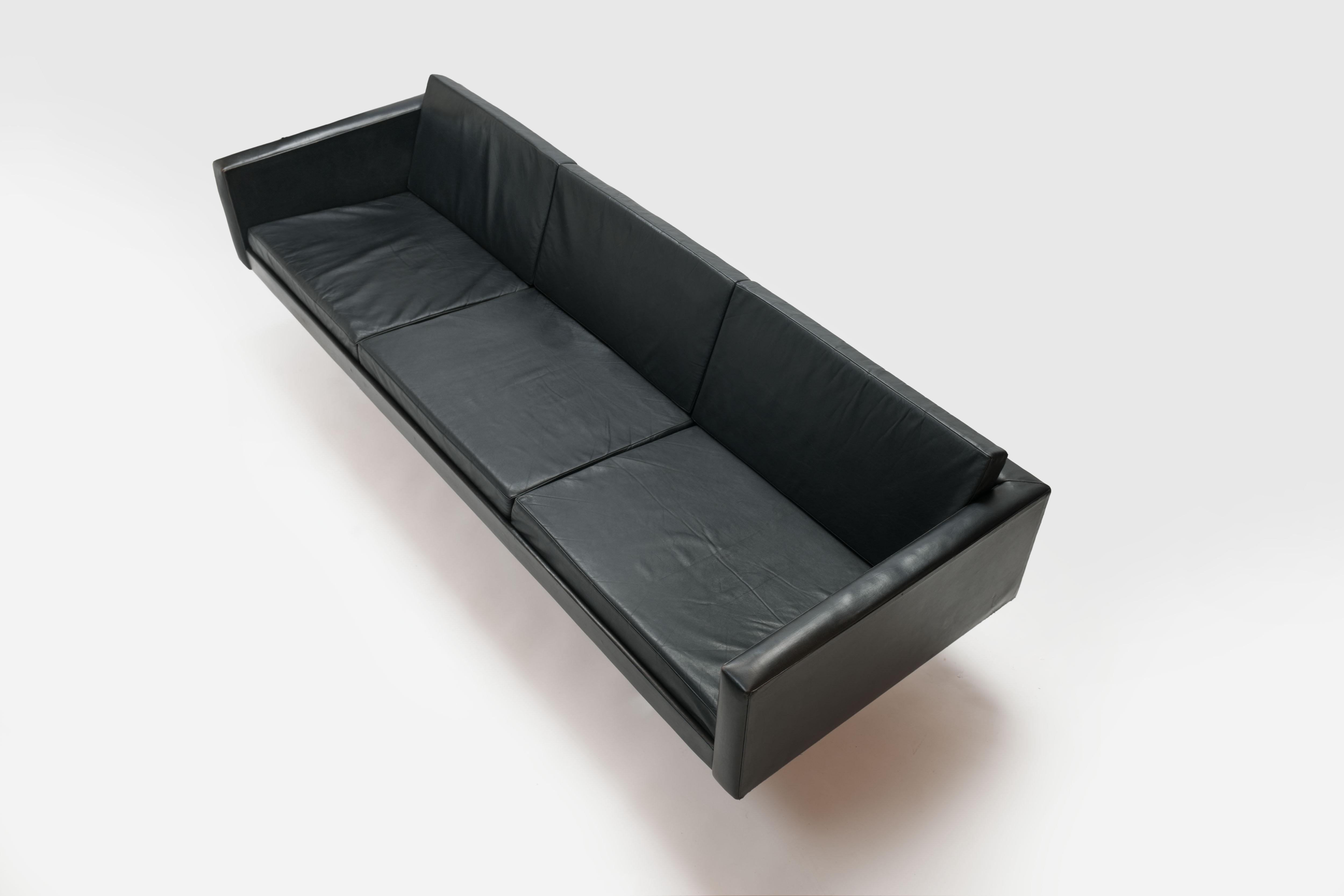 Polychromed Sofa Model 57 in Black Leather and Steel by Bodil Kjær