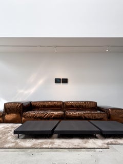 Sofa, Modular Upholstered, 7-Piece Configuration, Reflective Brown Fabric, Italy