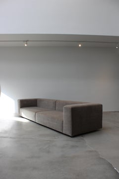 Sofa, Modular Upholstered Design, Green Grey Mohair Fabric, Italy