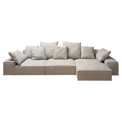 Sofa, Modular Upholstered Design, Right Chaise Configuration, Beige, Italy
