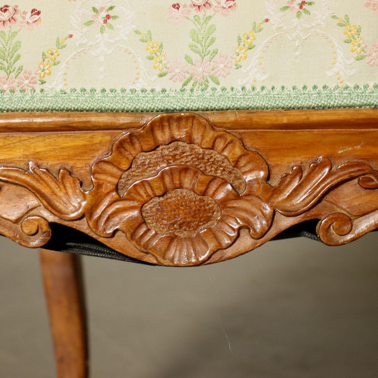 Sofa Neoclassical Walnut Padded Emilia Romagna, Italy, 2nd Half 1700 4