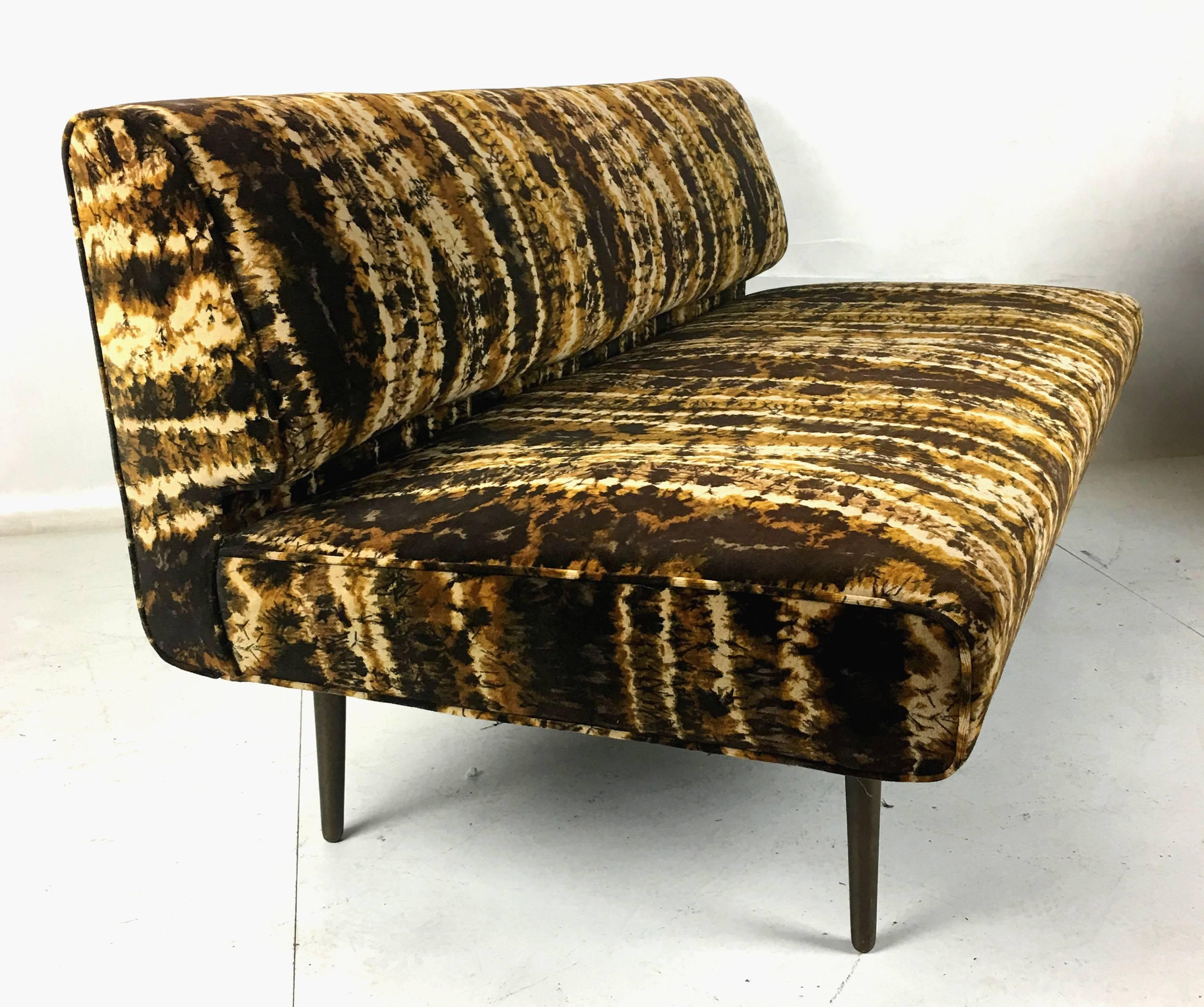American Sofa or Bench with Brass Legs by Edward Wormley for Dunbar, Larsen Velvet
