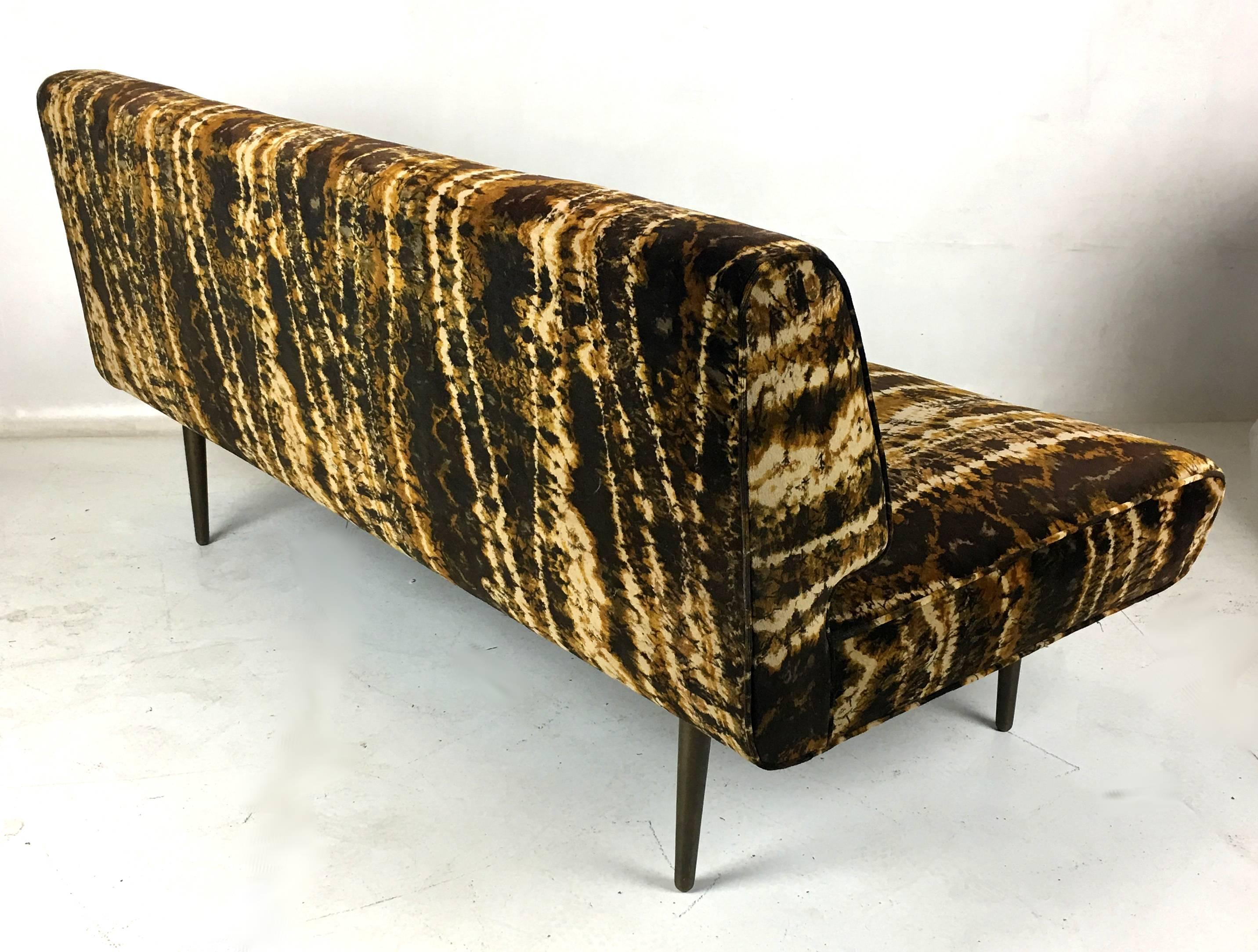 Sofa or Bench with Brass Legs by Edward Wormley for Dunbar, Larsen Velvet 1