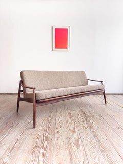 Sofa or Couch with wickerwork backrest by Hartmut Lohmeyer, German Design, 1950s