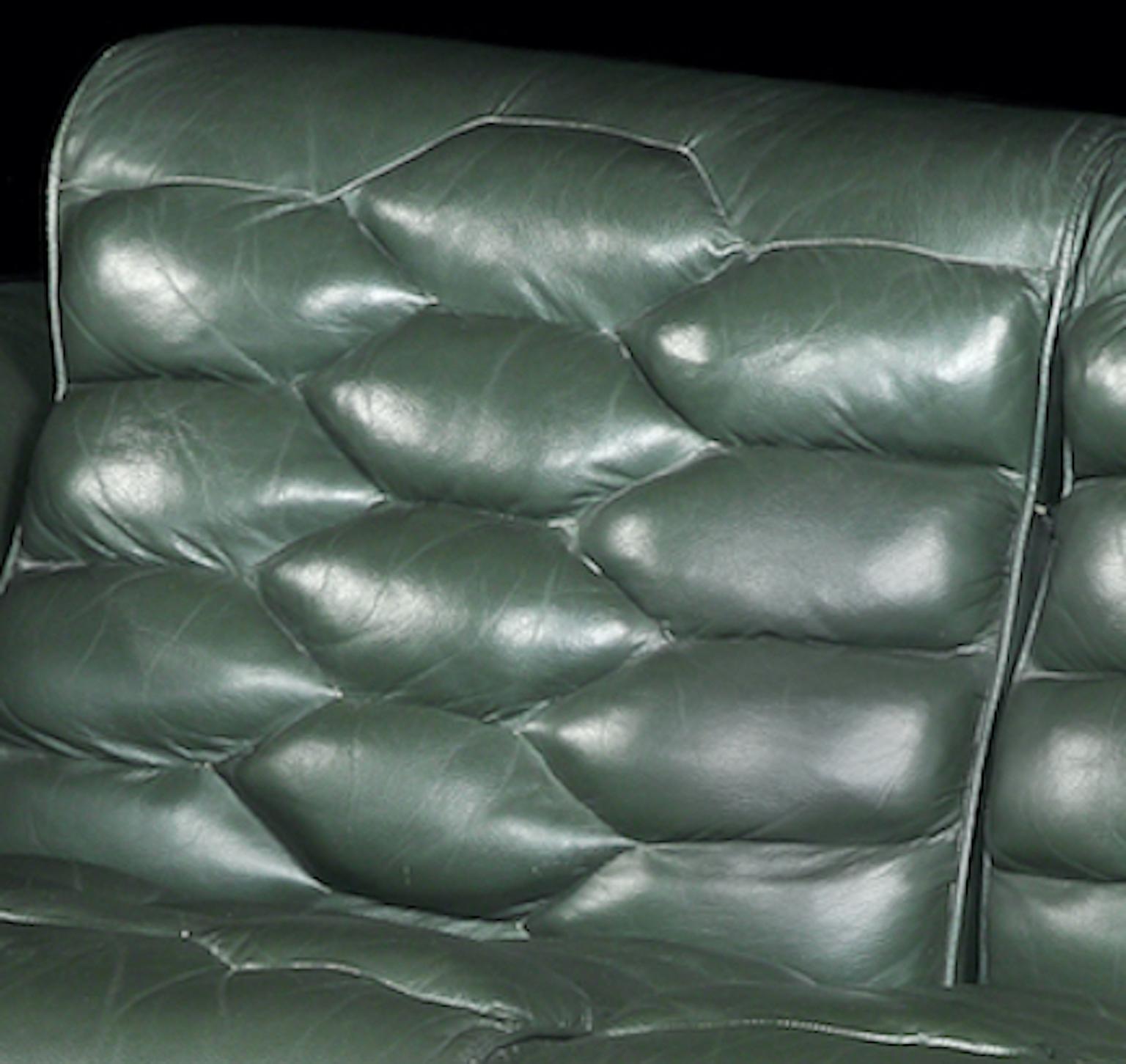 Modern Sofa Reclining Pair of Ottomans, Green, Leather, Robert Haussmann, De Sede, DS-P