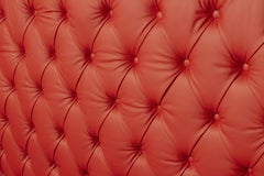 Sofa Round Capitonné, Red Leather, cm 210x115, Made in Italy