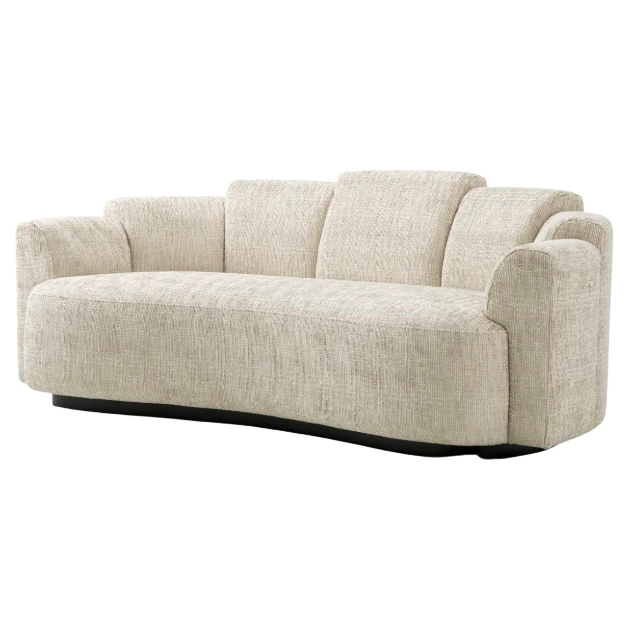 Sofa S in Creststone Beige Fabric with Black Base