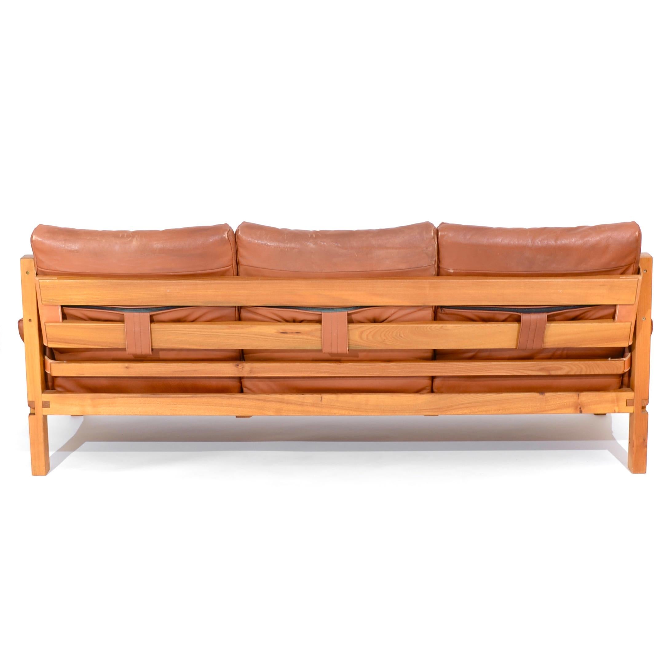 Leather Sofa S32, Pierre Chapo, France, 1967 For Sale