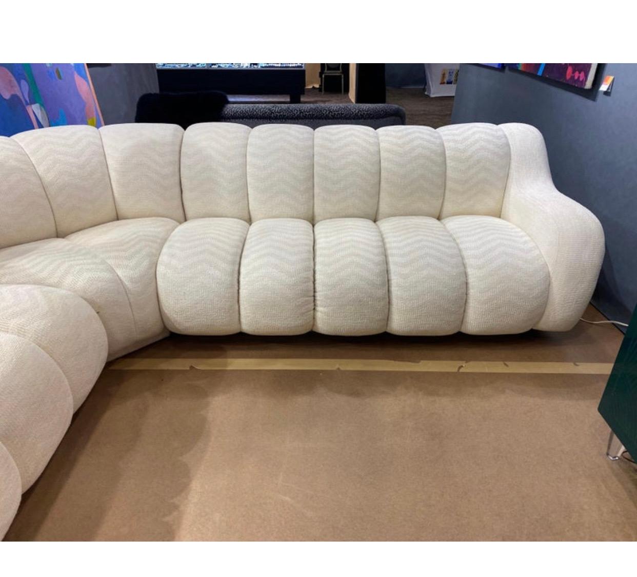 Channel Tufted Modern Sofa in the Style of Icon Steve Chase by Directional In Good Condition In Palm Springs, CA