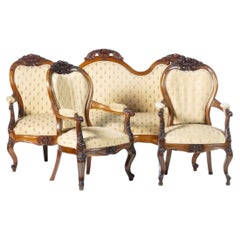 Sofa set and pair of armchairs - 19th century
